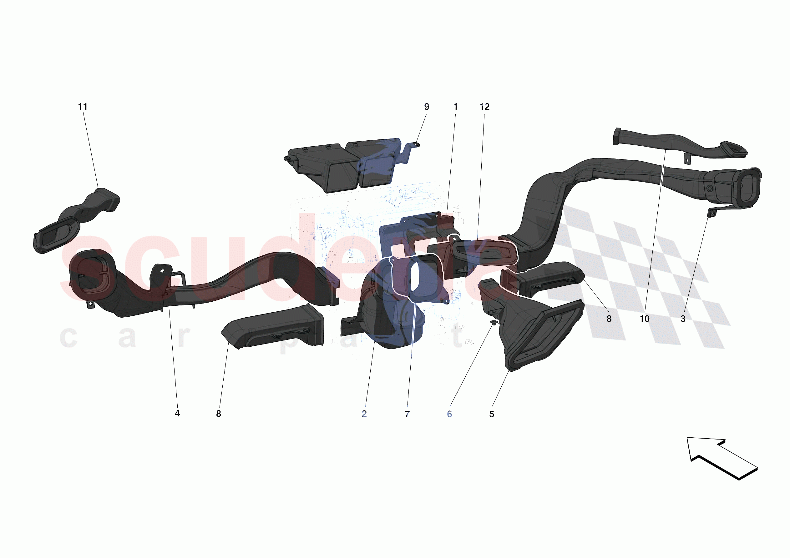 DASHBOARD - DUCTS -NOT FOR RHD- of Ferrari Ferrari F8 Spider Europe RH