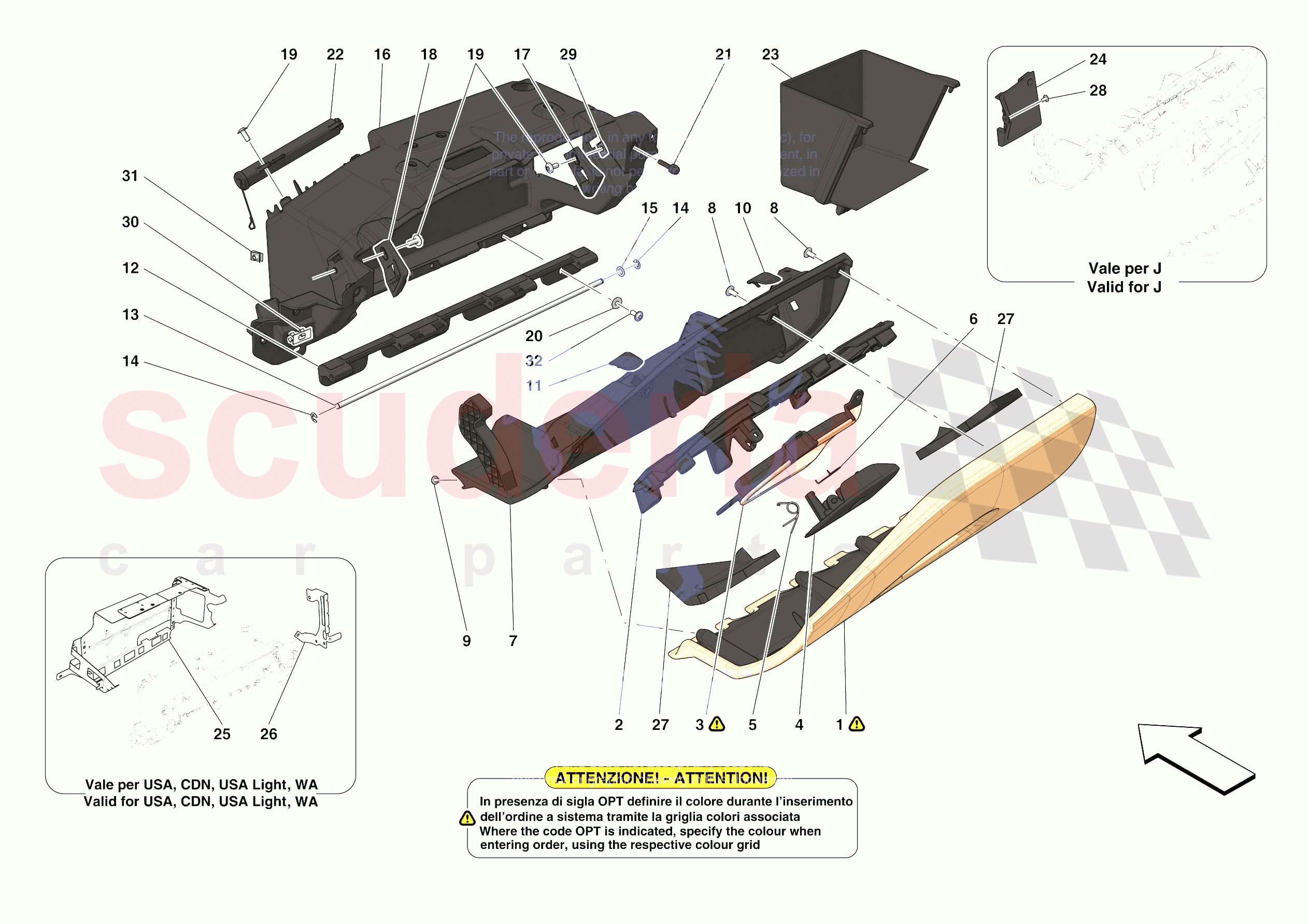 DASHBOARD - GLOVE COMPARTMENT of Ferrari Ferrari F8 Spider Europe RH