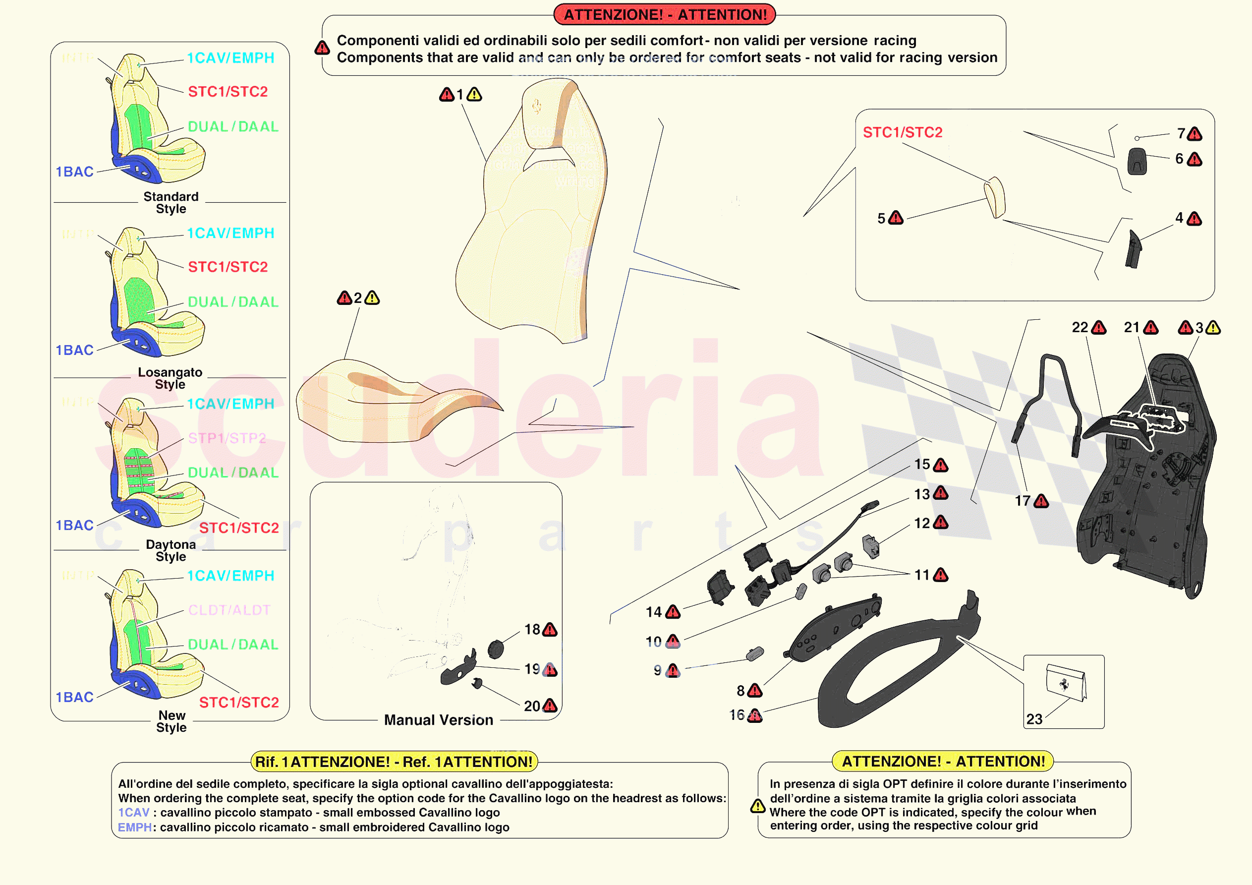 FRONT SEATS - SEAT TRIMS of Ferrari Ferrari F8 Spider USA