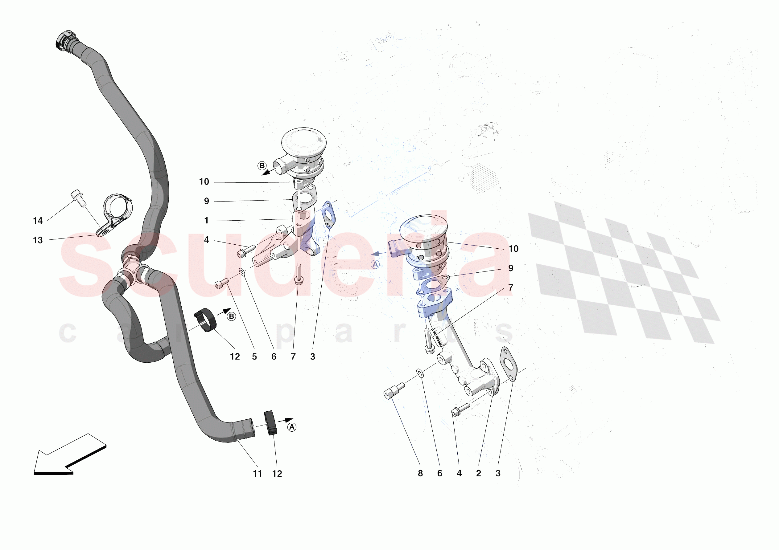 EMISSIONS CONTROL SYSTEM PIPES AND VALVES of Ferrari Ferrari F8 Tributo Europe