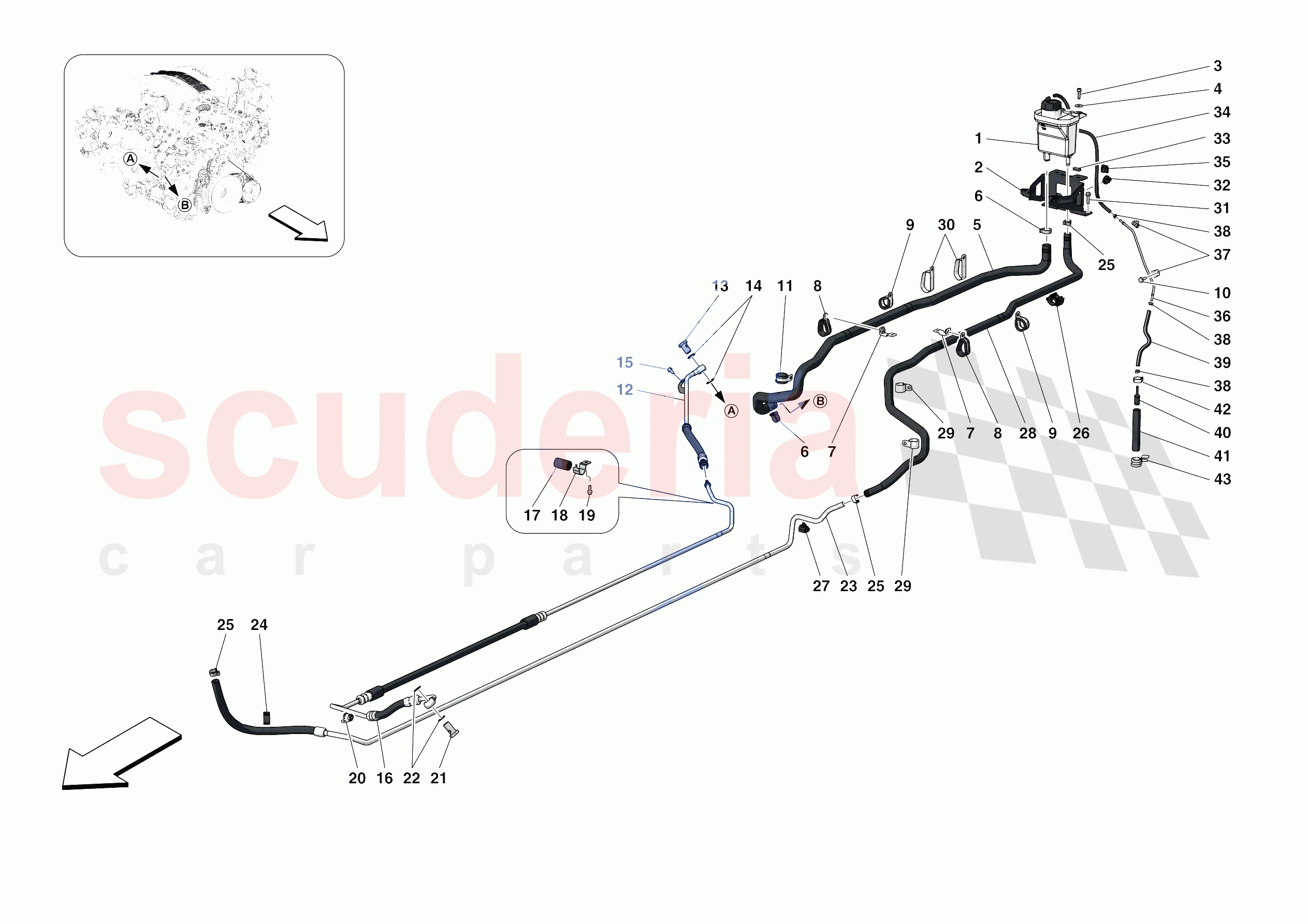 STEERING BOX PIPES of Ferrari Ferrari F8 Tributo Europe