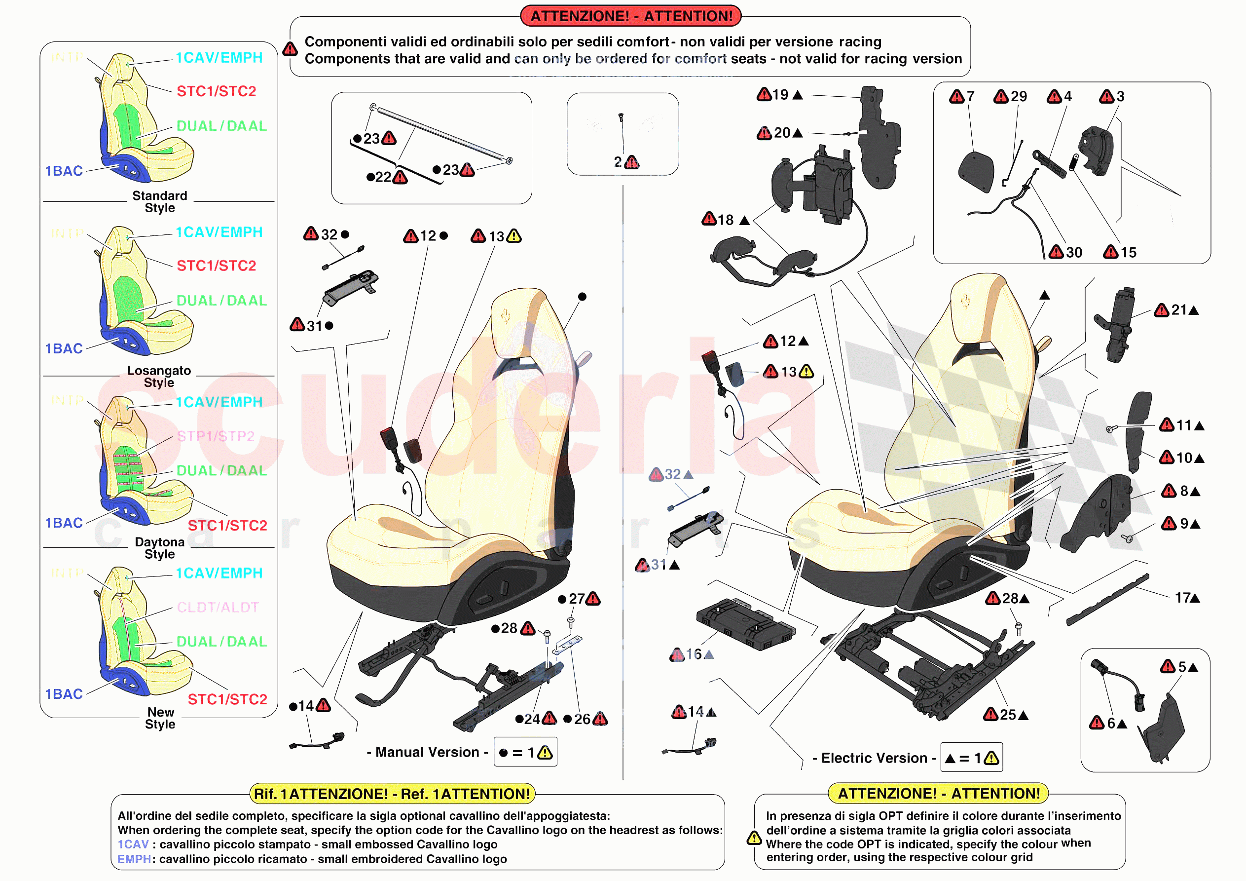 FRONT SEATS - SEATS AND GUIDE RAILS of Ferrari Ferrari F8 Tributo Europe