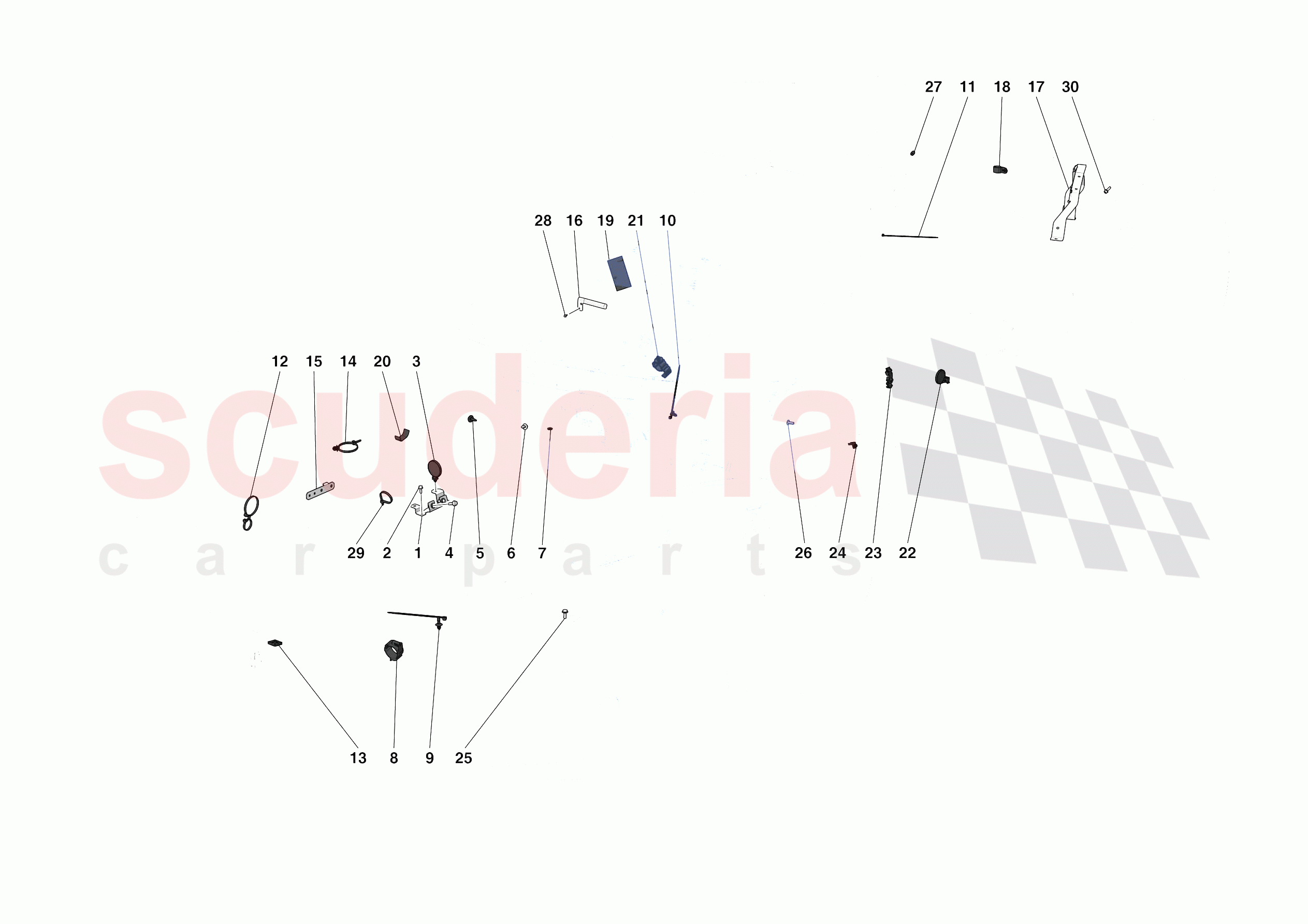 VARIOUS FASTENINGS FOR THE ELECTRICAL SYSTEM of Ferrari Ferrari F8 Tributo Europe