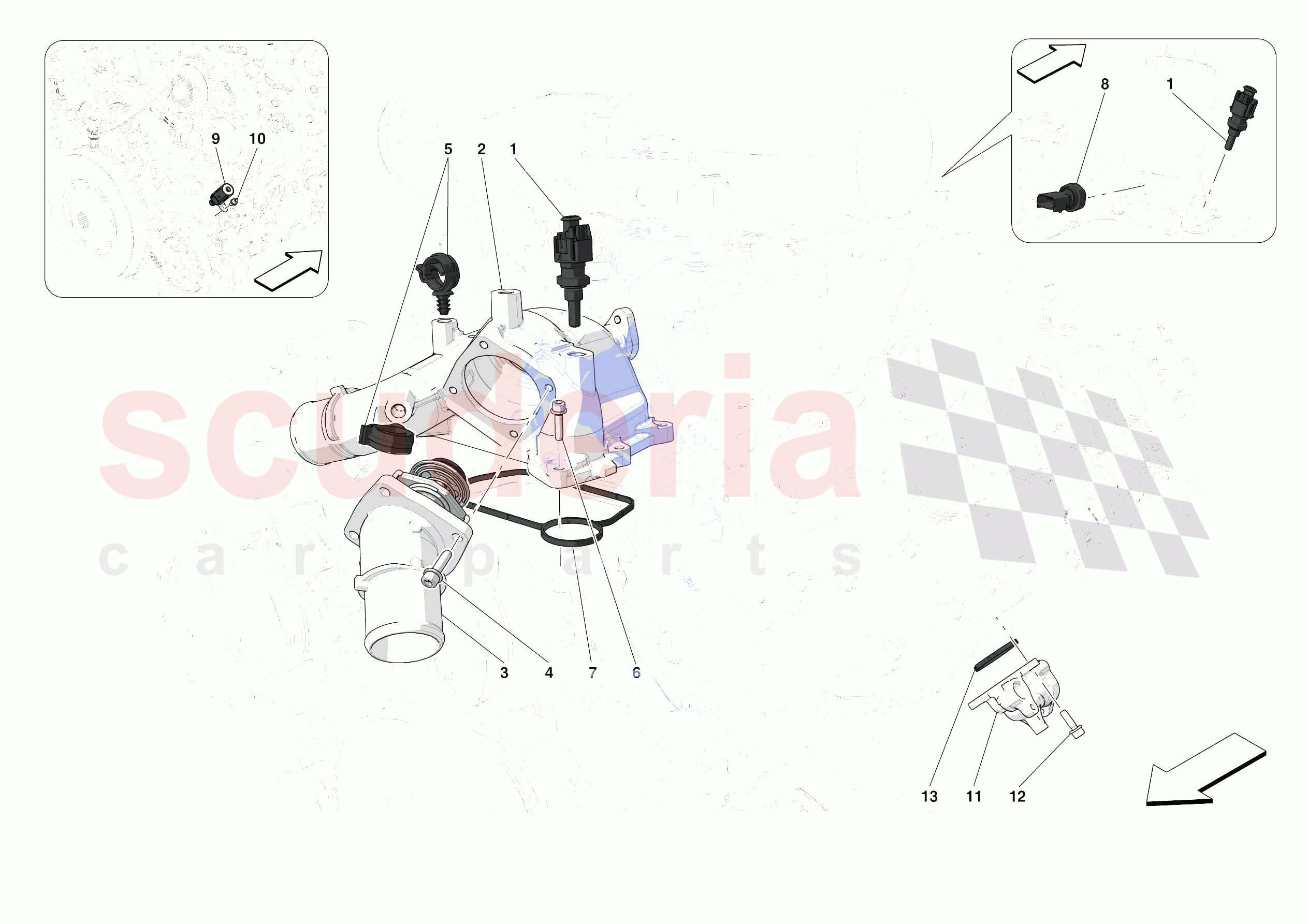 ENGINE TEMPERATURE AND PRESSURE REGULATORS of Ferrari Ferrari F8 Tributo Europe RH