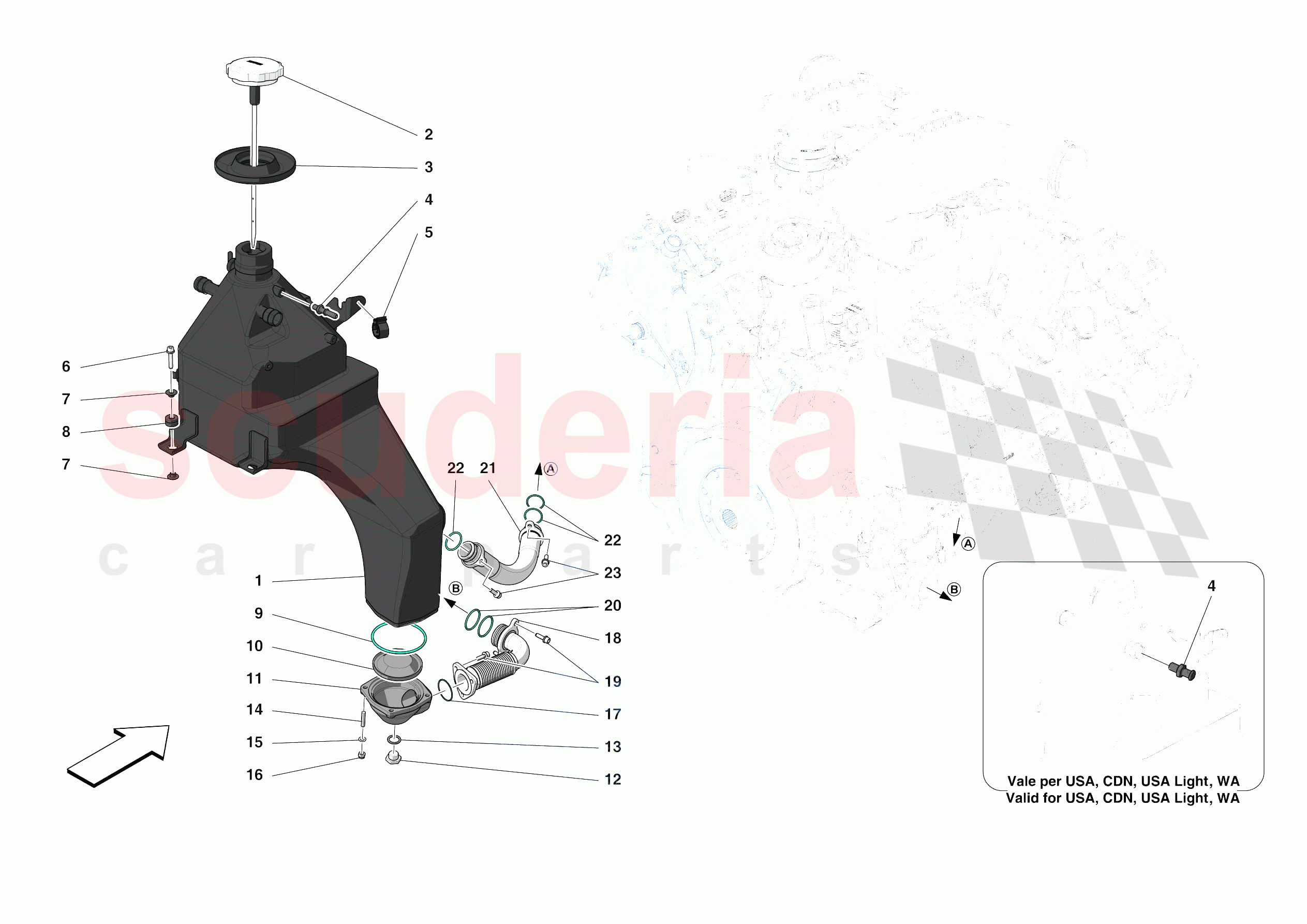 ENGINE OIL RADIATOR AND TANK of Ferrari Ferrari F8 Tributo Europe RH