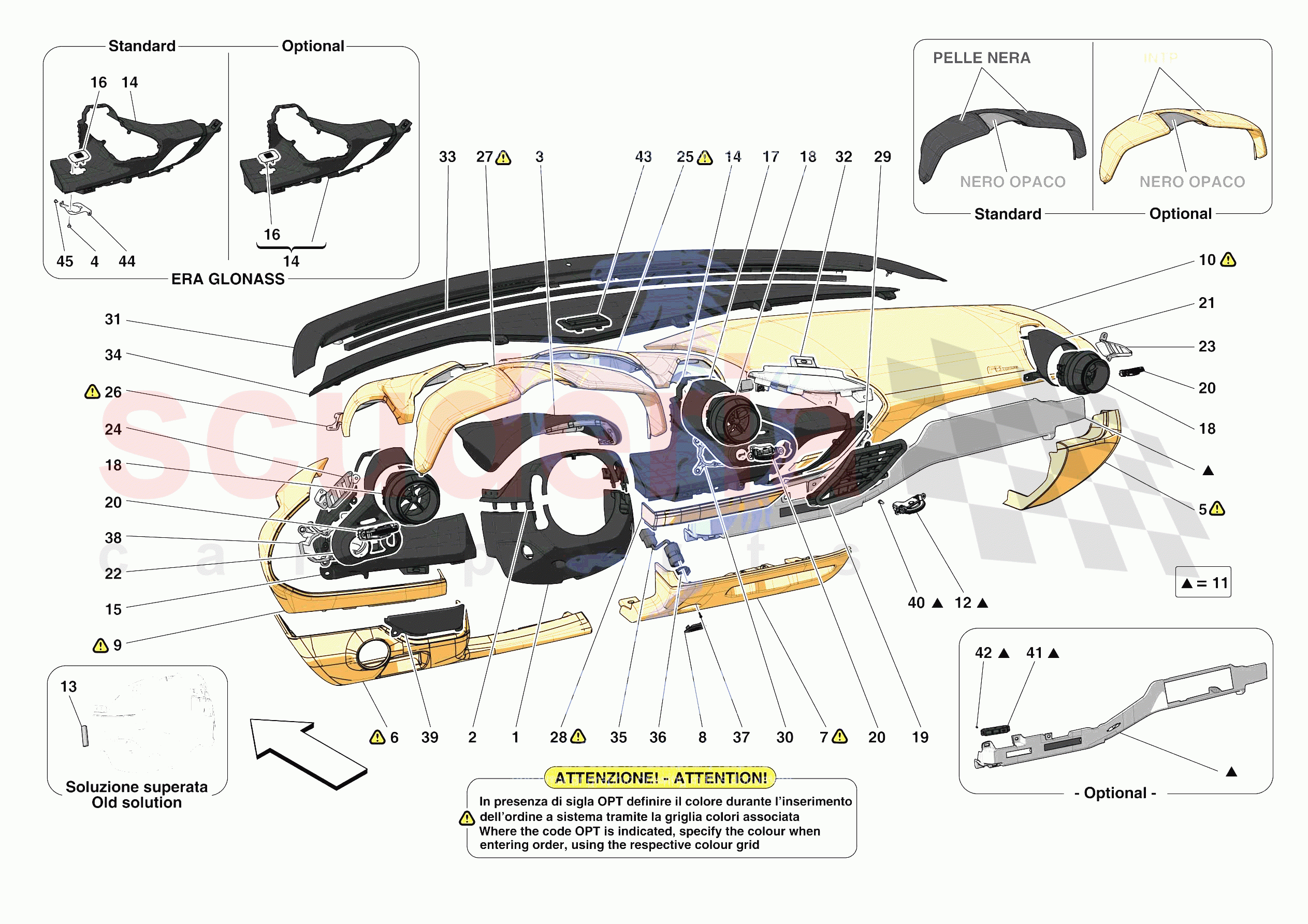 DASHBOARD - TRIM -NOT FOR RHD- of Ferrari Ferrari F8 Tributo Europe RH