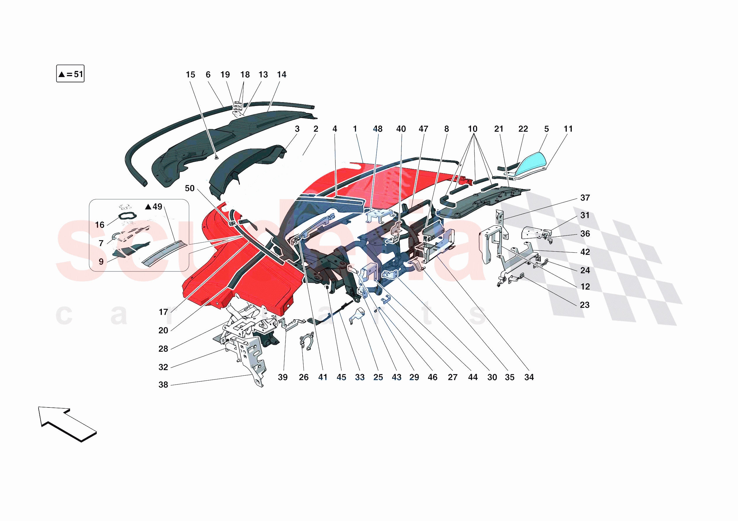 DASHBOARD - SUBSTRUCTURE -NOT FOR RHD- of Ferrari Ferrari Monza SPA2 Europe