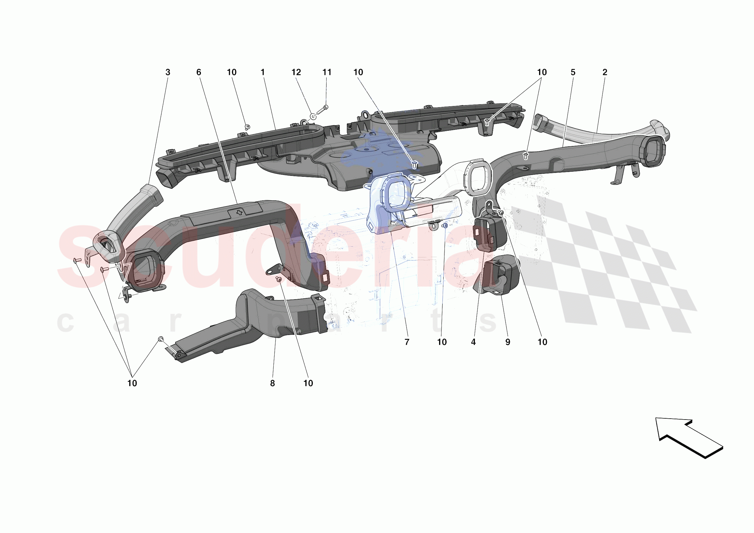 DASHBOARD - DUCTS -NOT FOR RHD- of Ferrari Ferrari Portofino Europe