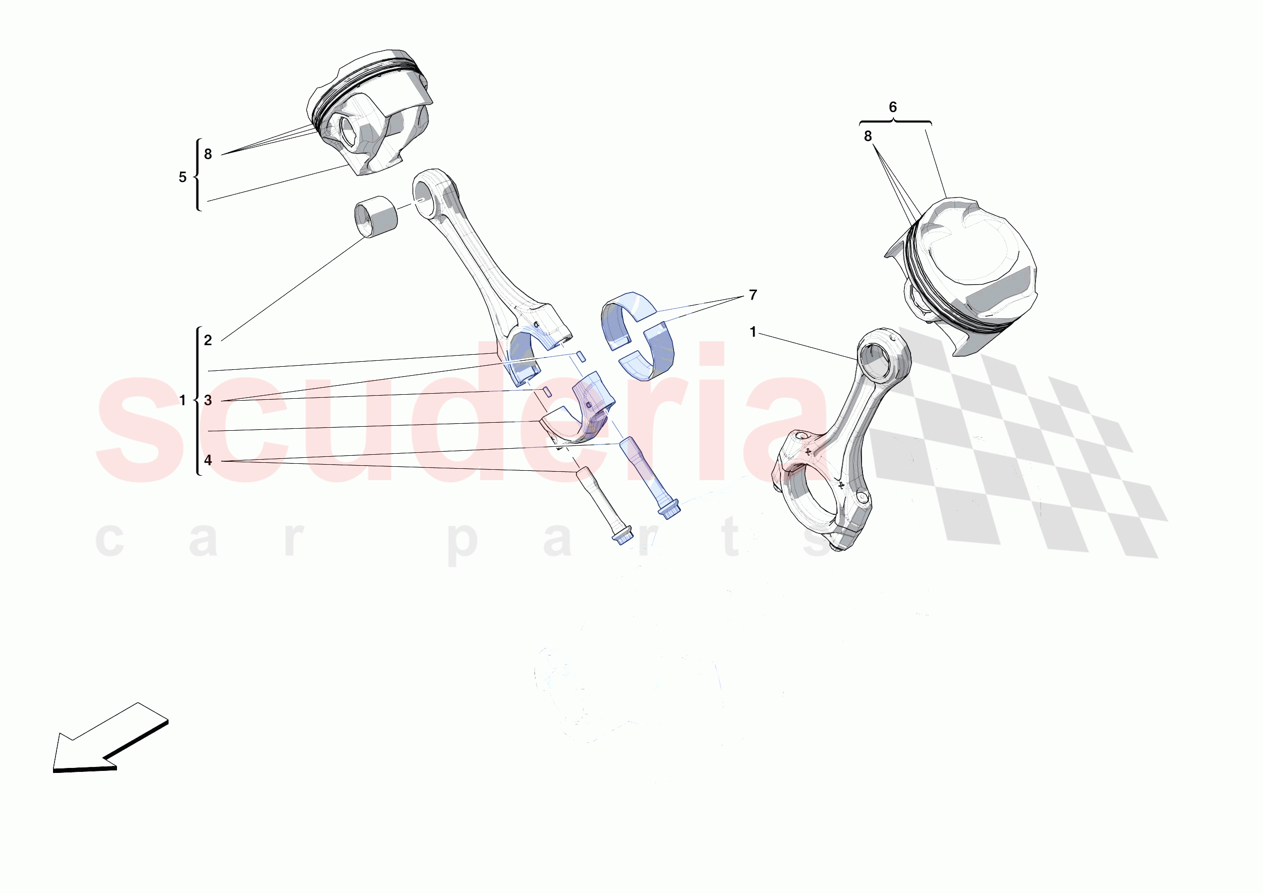 CONNECTING RODS AND PISTONS of Ferrari Ferrari Portofino Europe RH