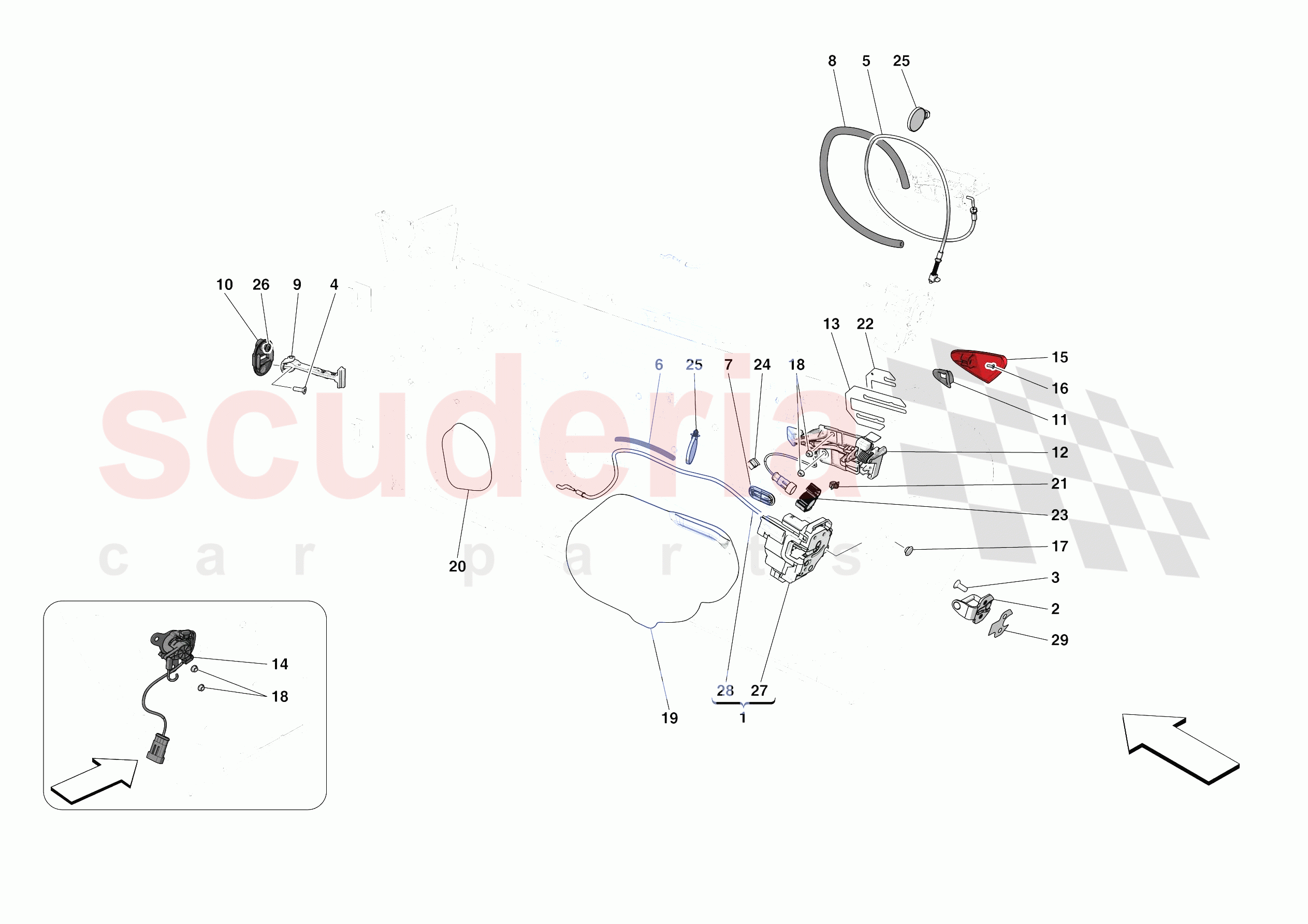 DOORS - OPENING MECHANISMS AND HINGES of Ferrari Ferrari Portofino Europe RH