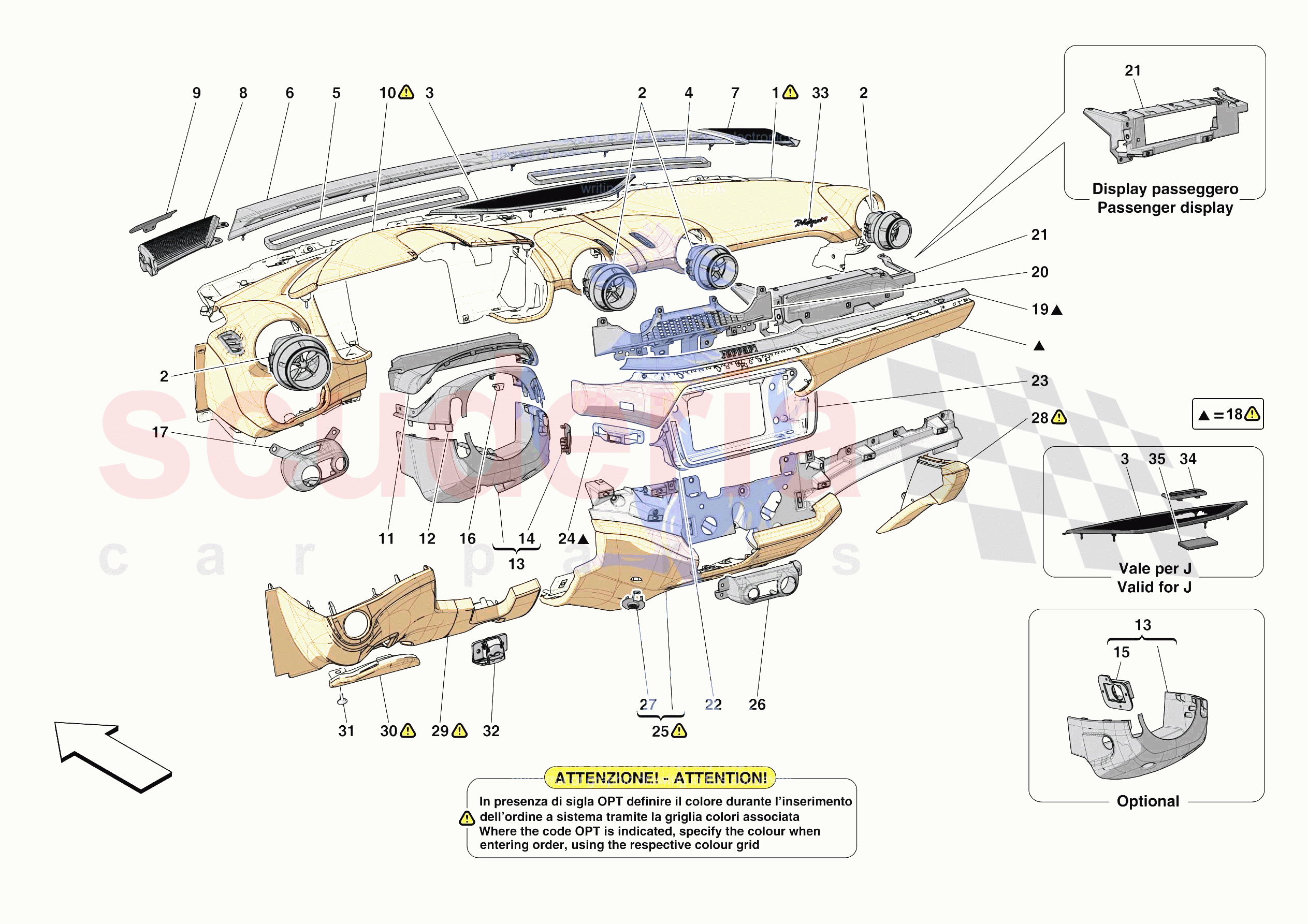 DASHBOARD - TRIM -NOT FOR RHD- of Ferrari Ferrari Portofino M USA