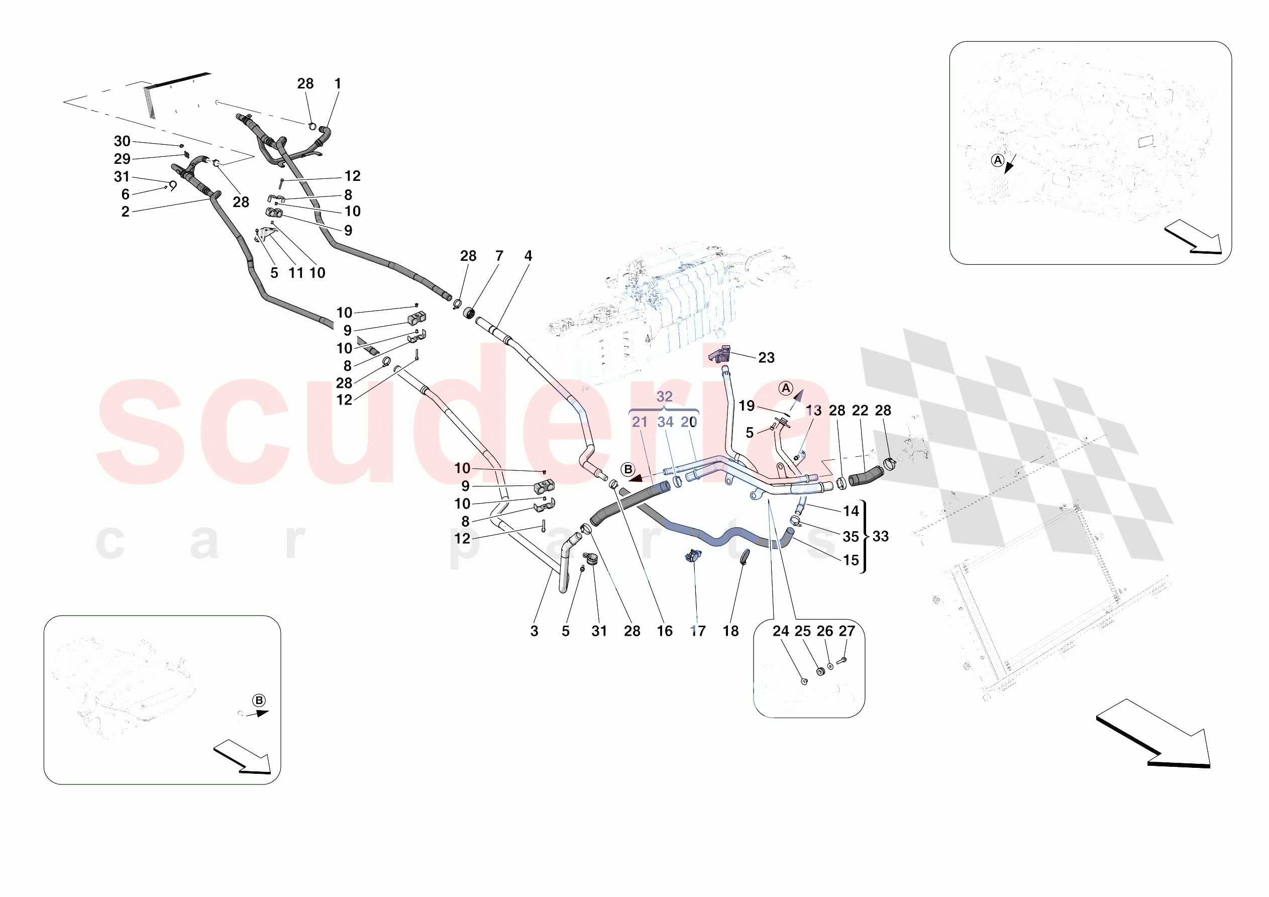 HEAT EXCHANGER AND GEARBOX OIL PIPES - FRONT-UNDERBODY PIPES of Ferrari Ferrari Portofino USA