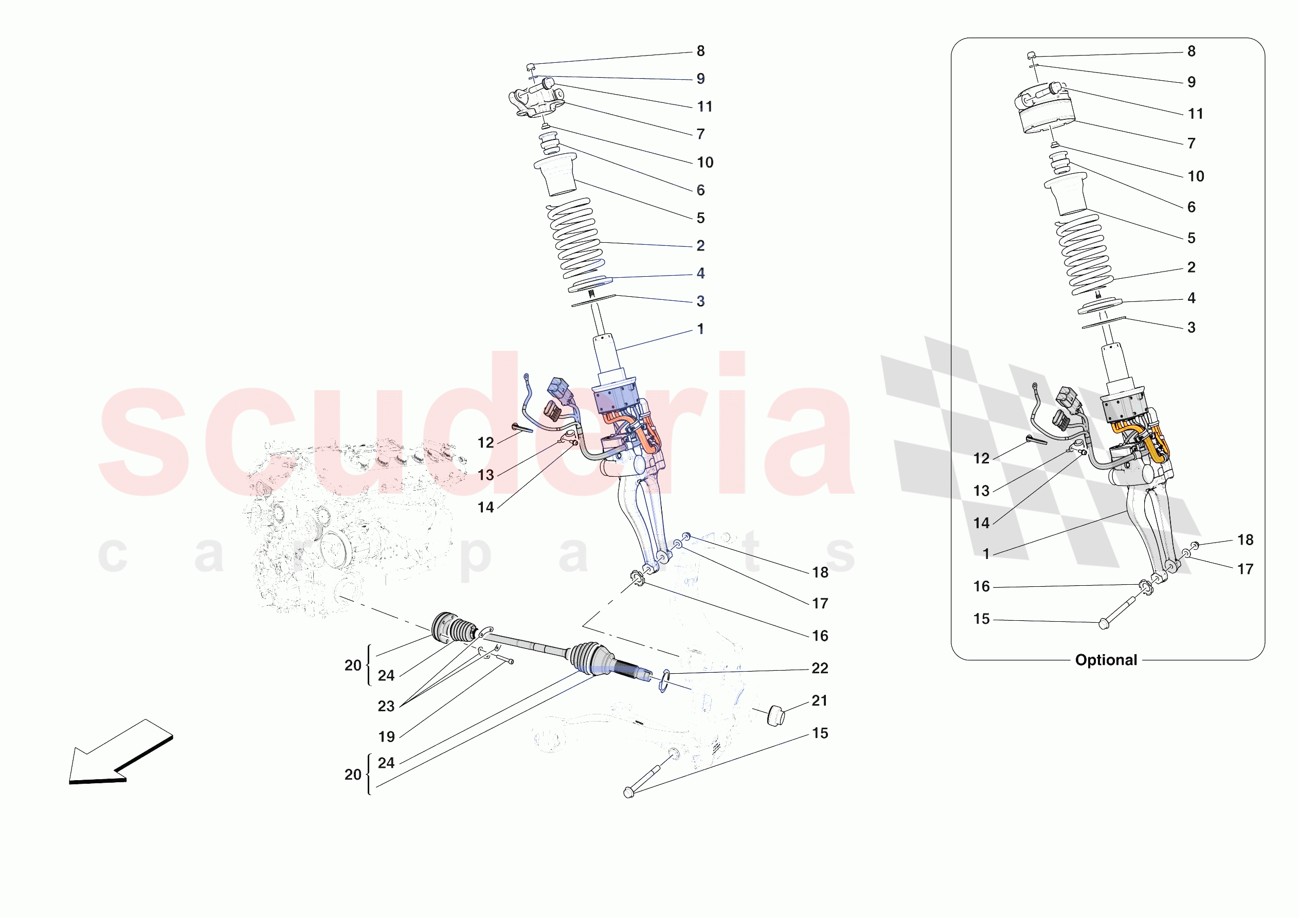 FRONT SUSPENSION - SHOCK ABSORBERS of Ferrari Ferrari Purosangue Europe