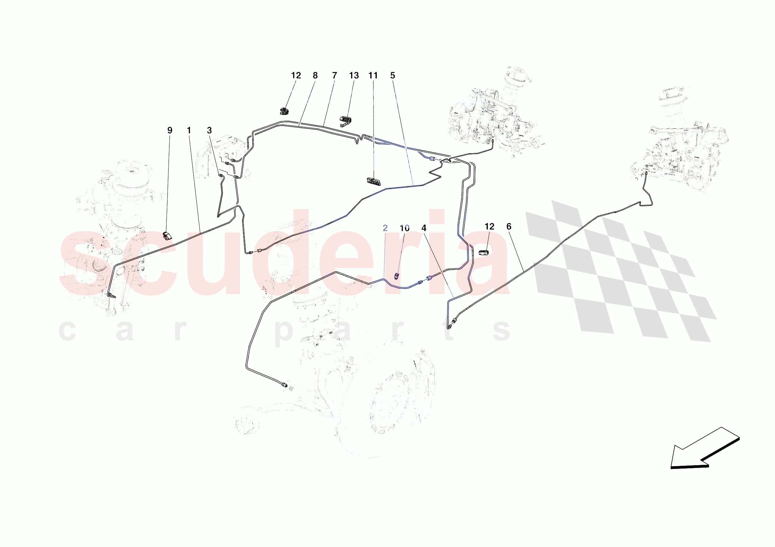 HYDRAULIC BRAKE CONTROL PIPES -APPLICABLE FOR RHD- of Ferrari Ferrari Purosangue Europe RH