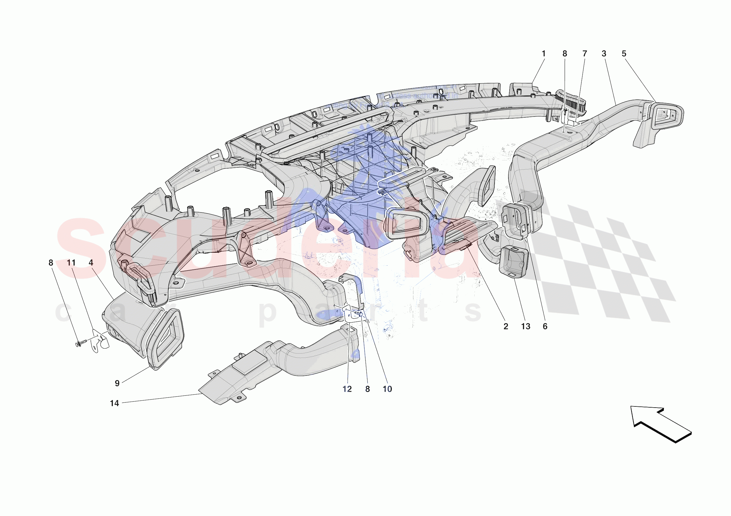 DASHBOARD - DUCTS -NOT FOR RHD- of Ferrari Ferrari Purosangue Europe RH