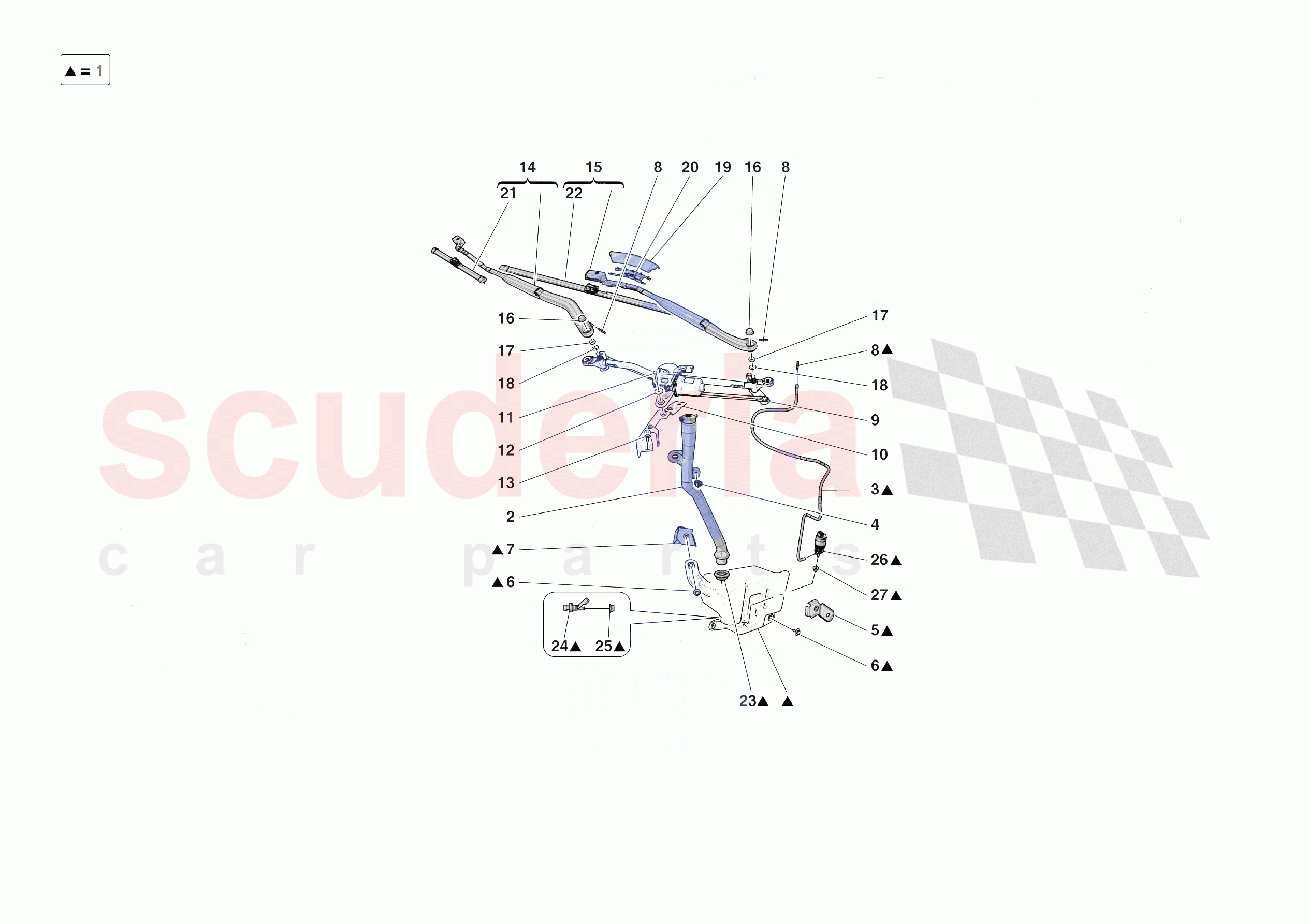 WIPERS AND HEADLAMP WASHERS of Ferrari Ferrari Purosangue Europe RH