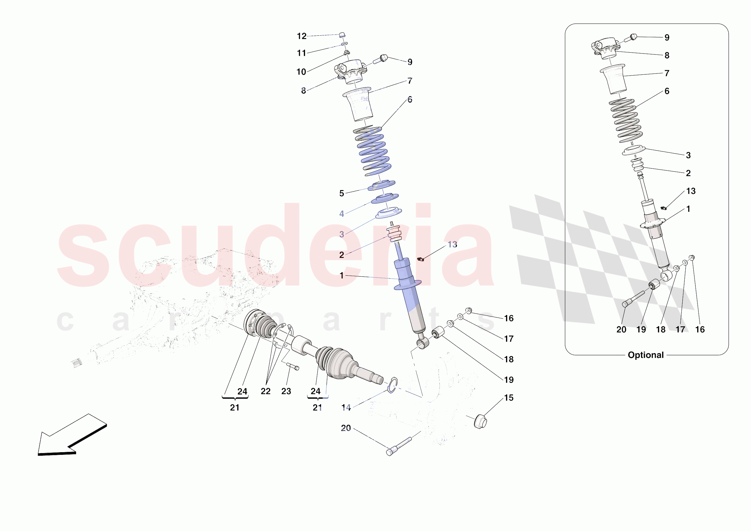 REAR SUSPENSION - SHOCK ABSORBERS of Ferrari Ferrari Roma Europe
