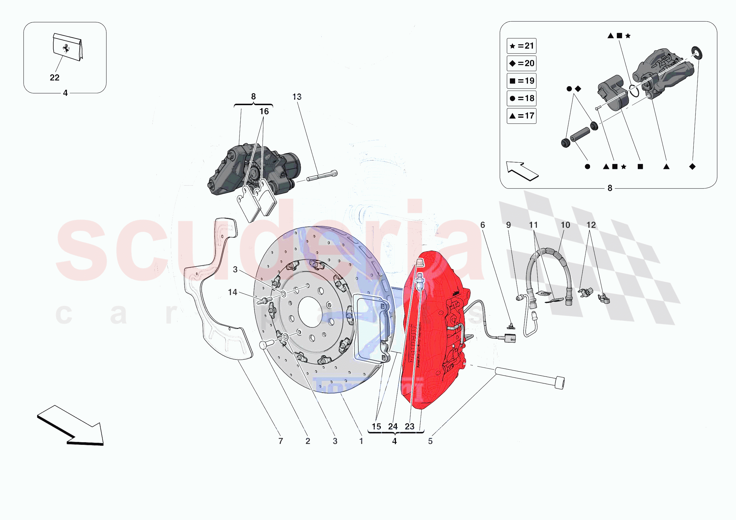 REAR SUSPENSION - CALLIPERS AND DISCS of Ferrari Ferrari Roma Europe
