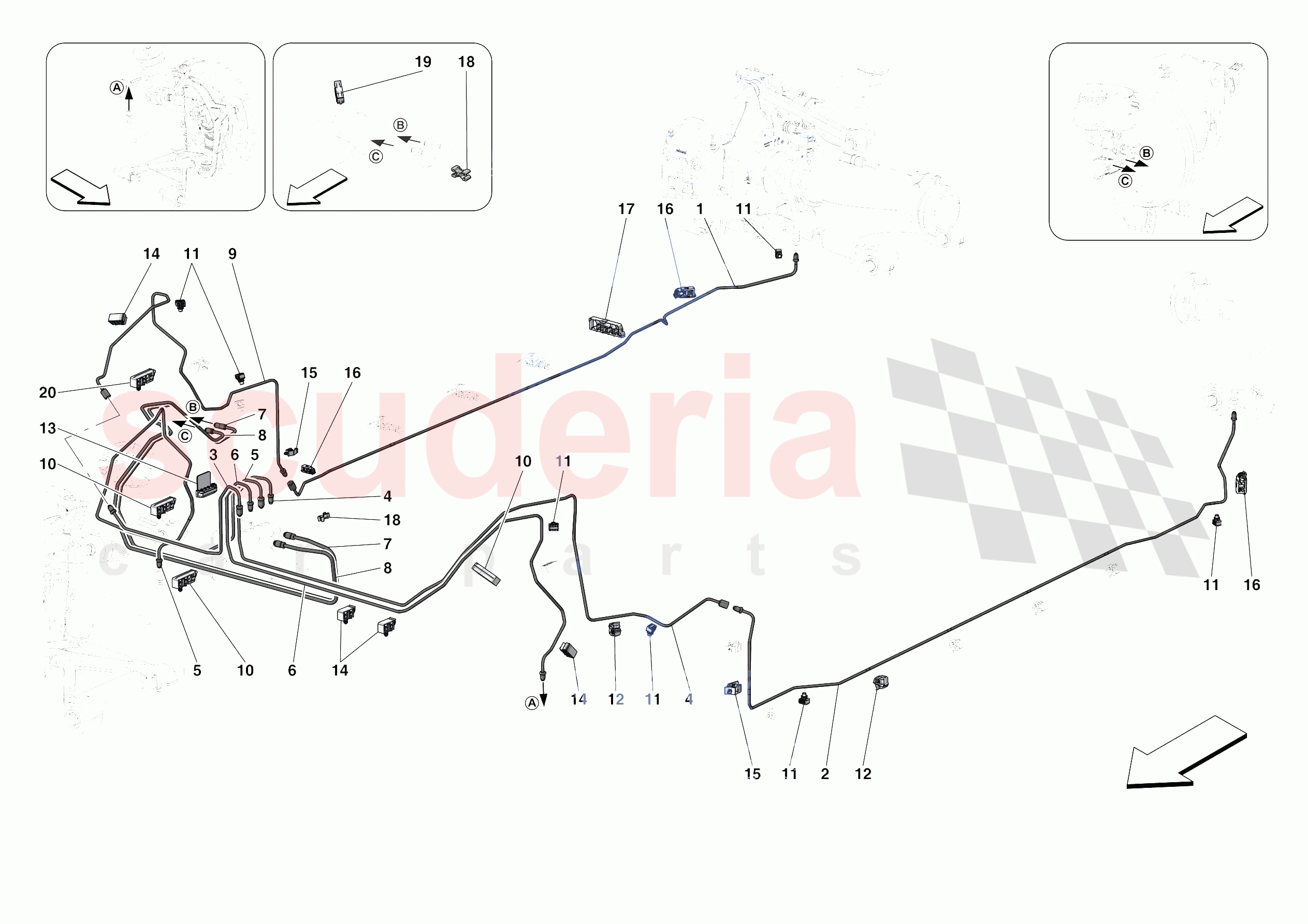 HYDRAULIC BRAKE CONTROL PIPES -APPLICABLE FOR RHD- of Ferrari Ferrari Roma Europe RH