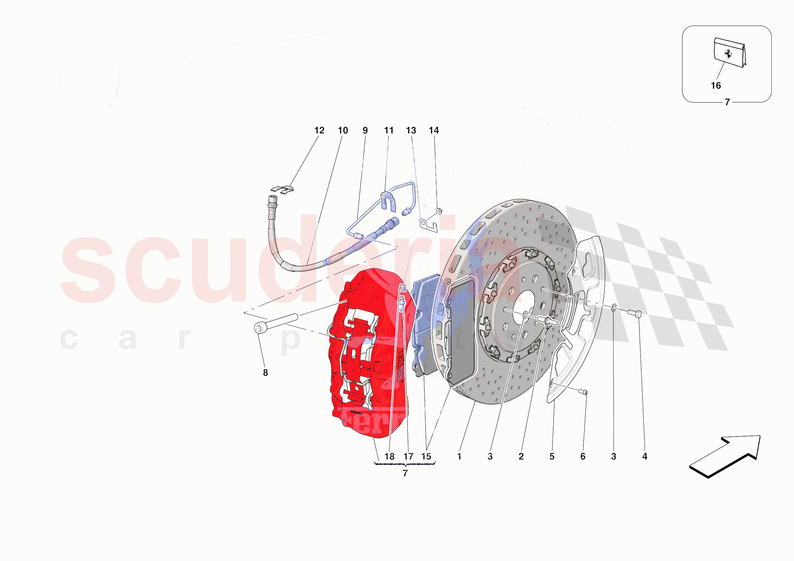 FRONT SUSPENSION - CALLIPERS AND DISCS of Ferrari Ferrari Roma Europe RH