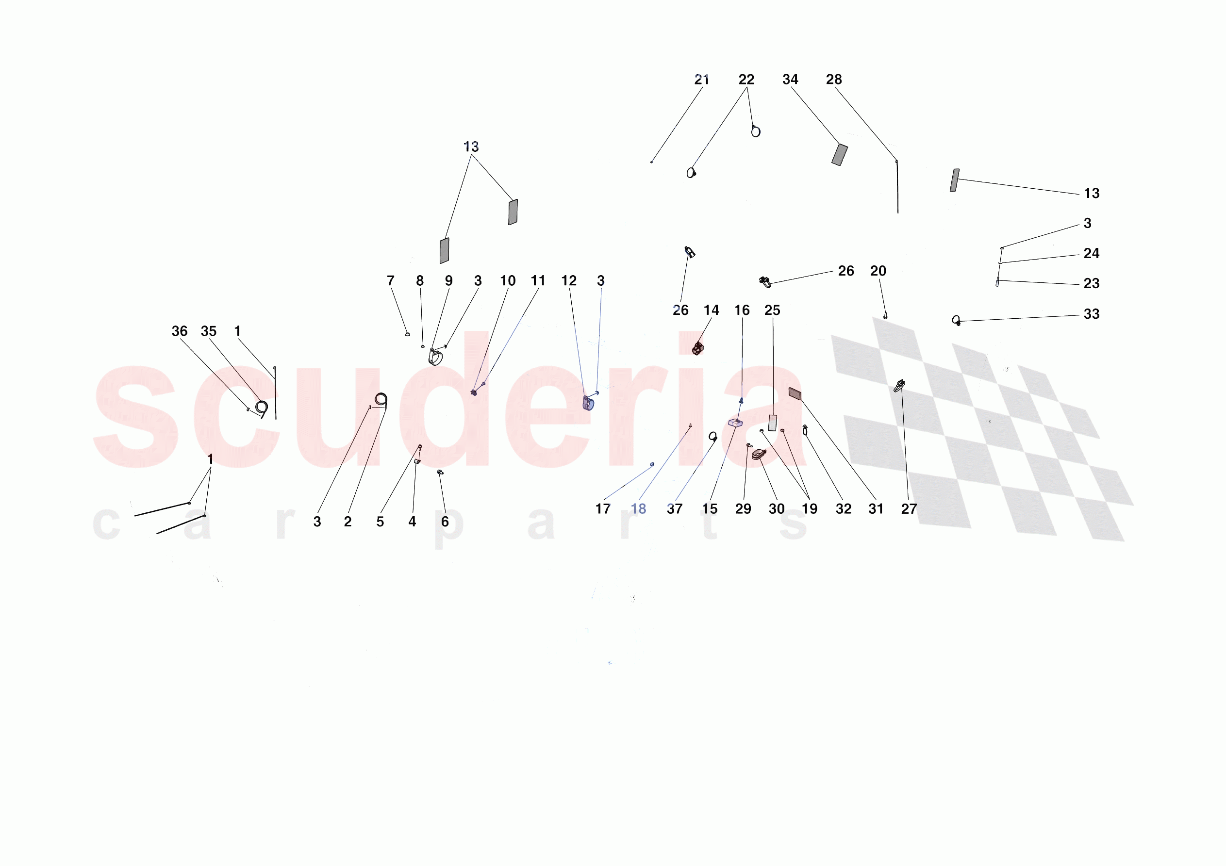 VARIOUS FASTENINGS FOR THE ELECTRICAL SYSTEM of Ferrari Ferrari Roma Europe RH