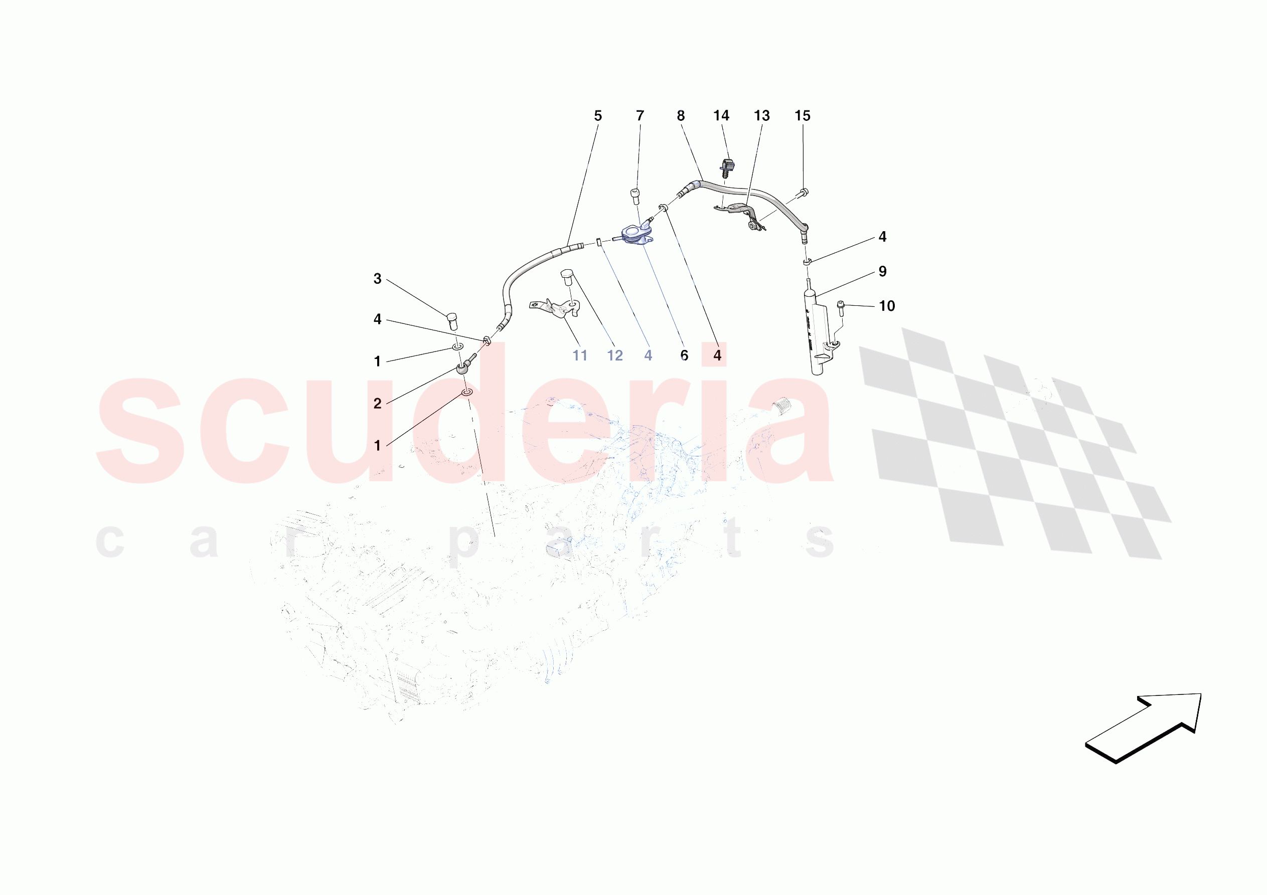 GEARBOX OIL HEAT EXCHANGER AND PIPES - HEAT EXCHANGER AND REAR PIPES of Ferrari Ferrari Roma Spider USA