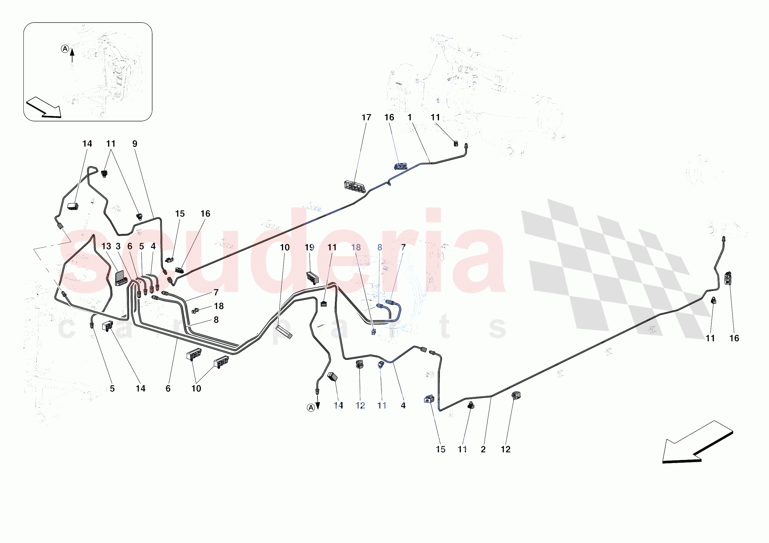 HYDRAULIC BRAKE CONTROL PIPES -NOT FOR RHD- of Ferrari Ferrari Roma USA