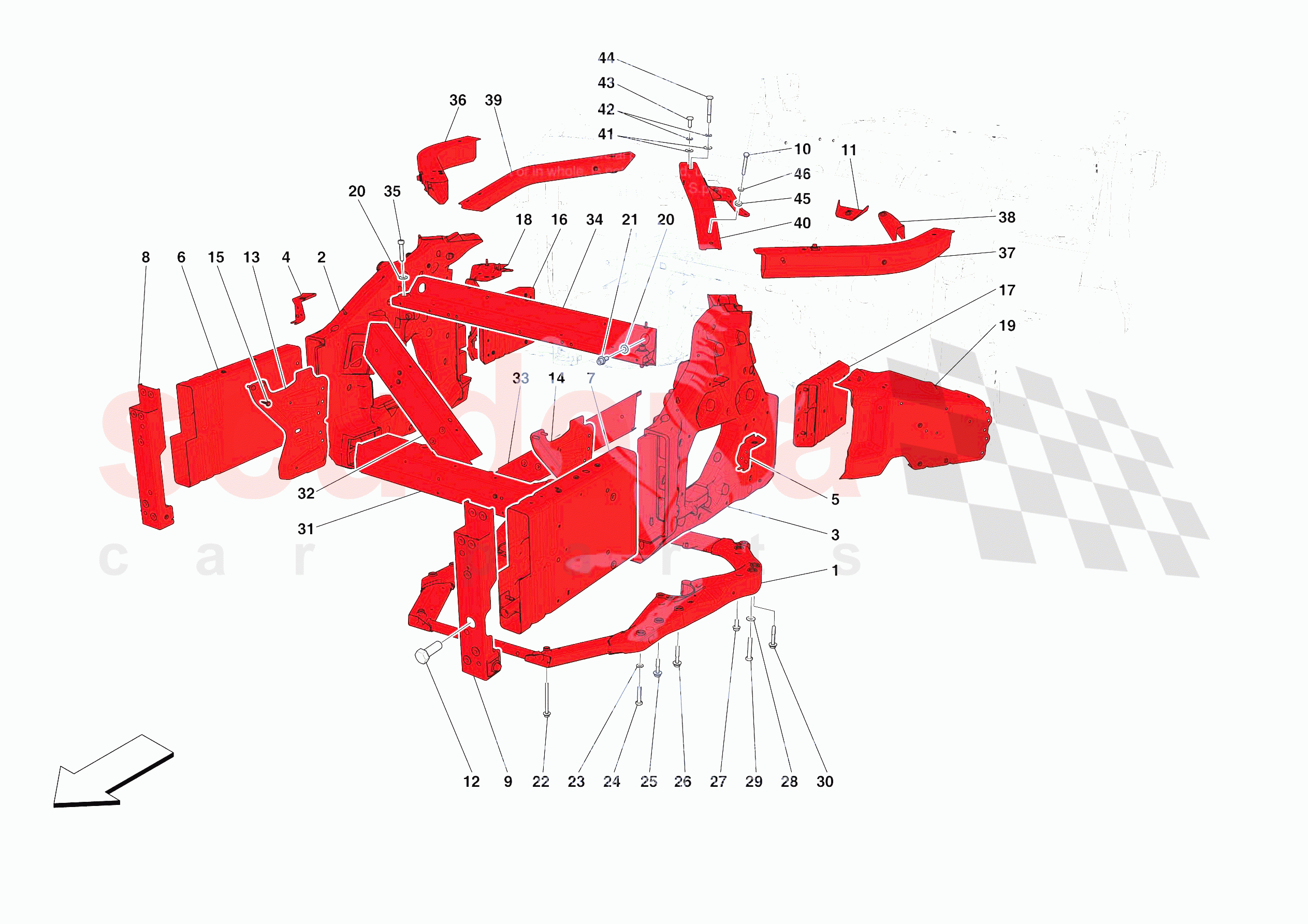 STRUCTURES AND ELEMENTS, FRONT OF VEHICLE of Ferrari Ferrari Roma USA