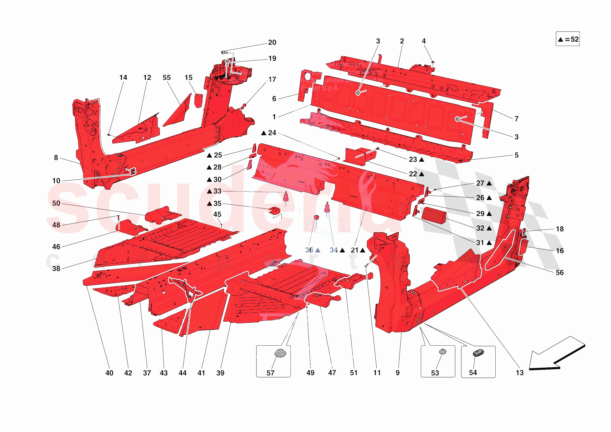 STRUCTURES AND ELEMENTS, CENTRE OF VEHICLE of Ferrari Ferrari SF90 Spider Europe