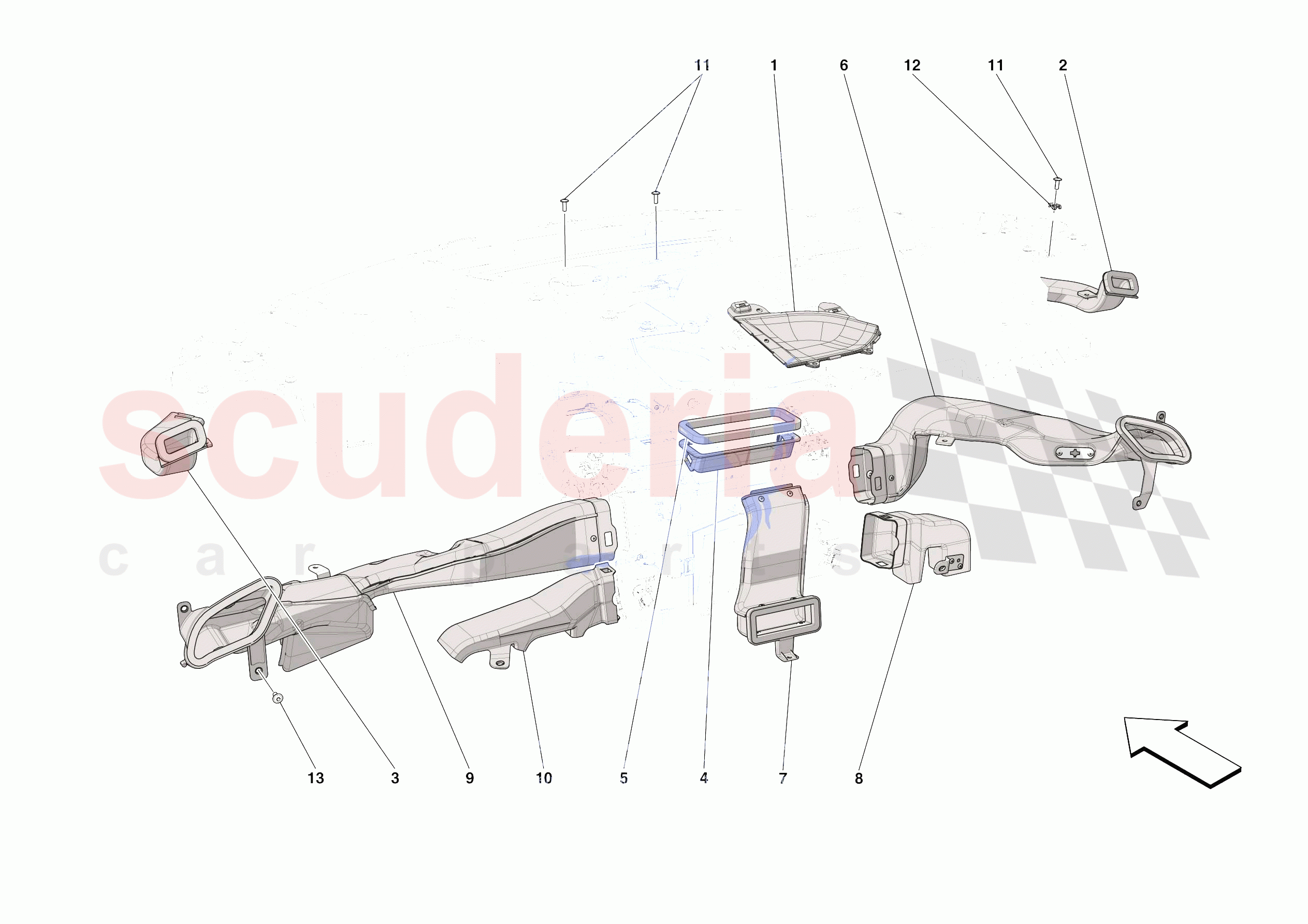 DASHBOARD - DUCTS -NOT FOR RHD- of Ferrari Ferrari SF90 Spider Europe RH