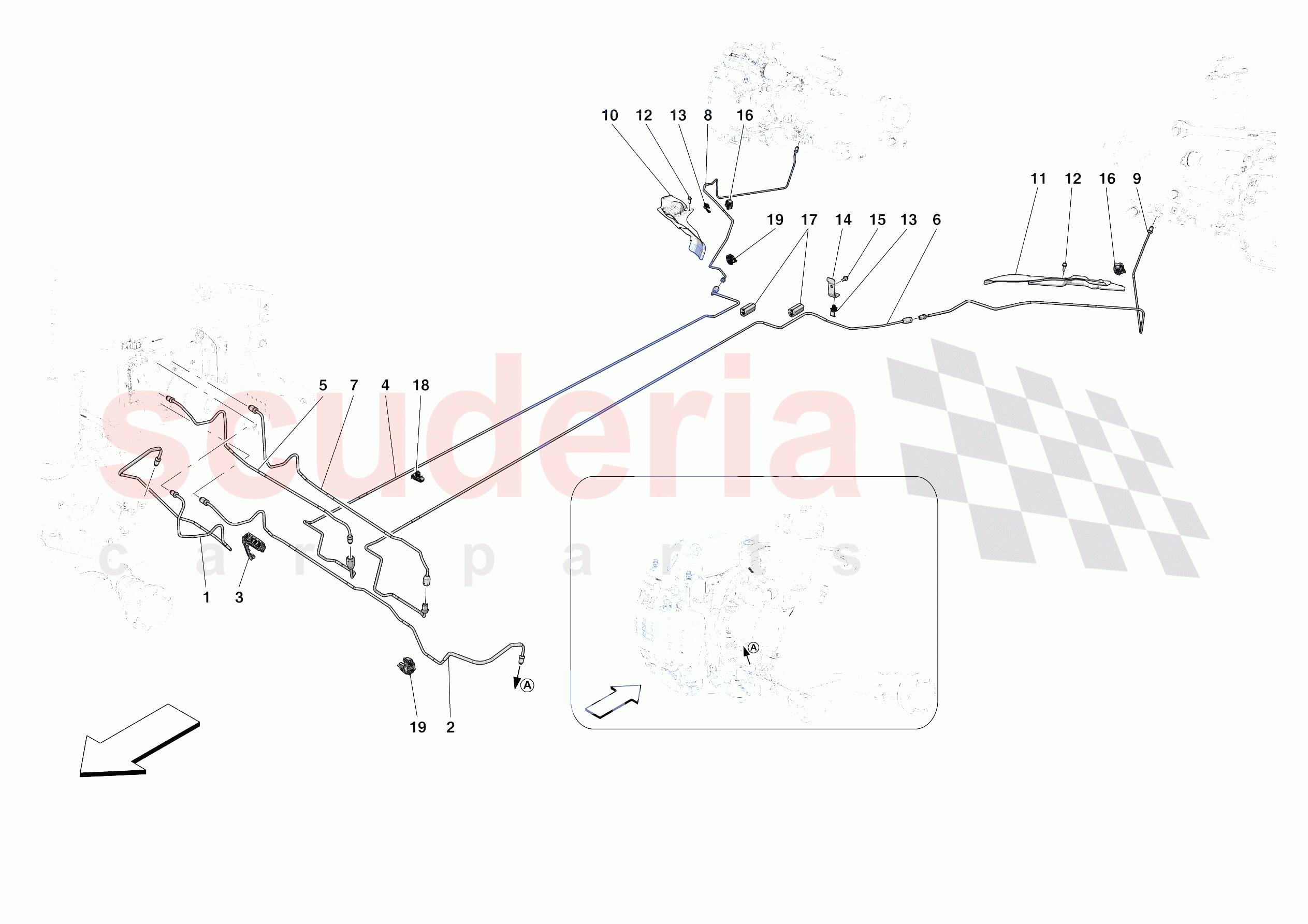 HYDRAULIC BRAKE CONTROL PIPES -APPLICABLE FOR RHD- of Ferrari Ferrari SF90 Spider USA