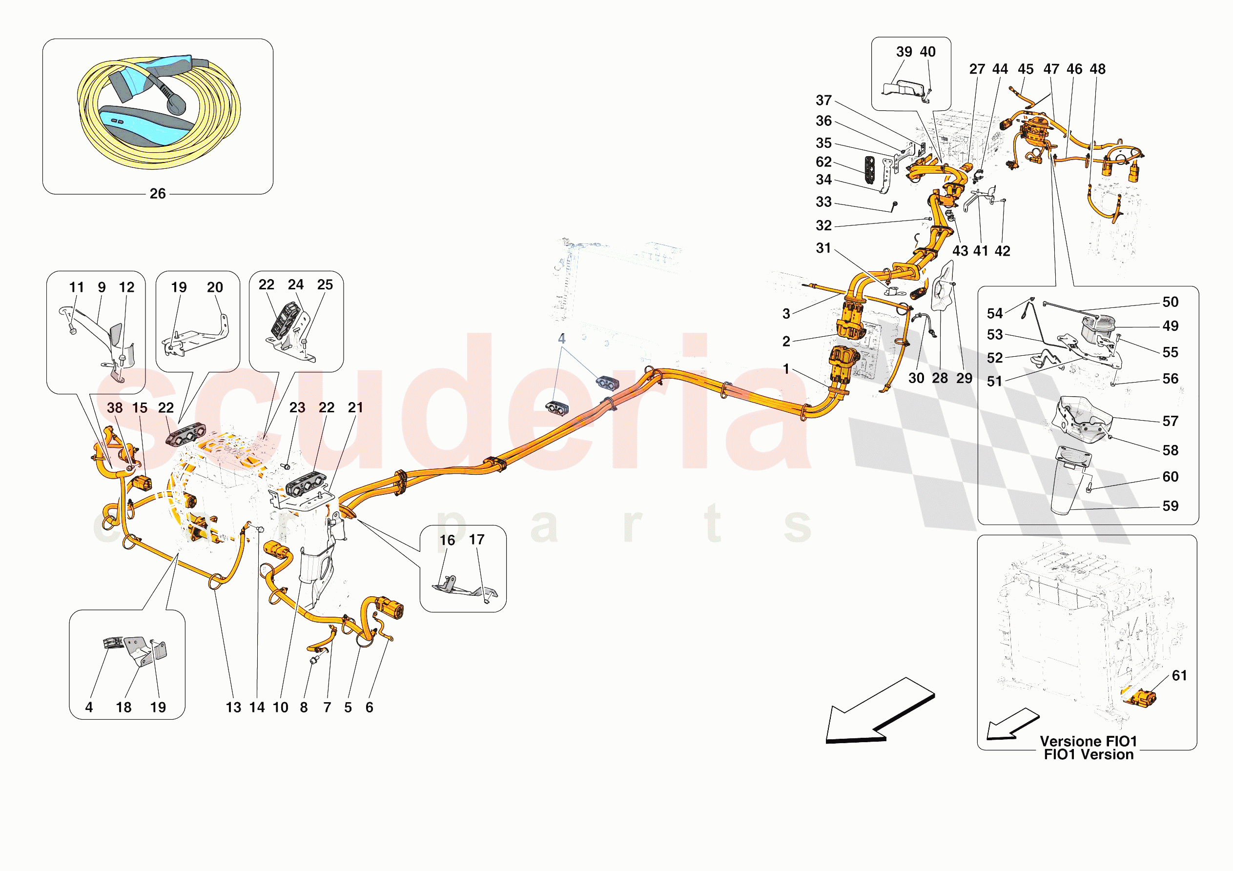 HIGH VOLTAGE WIRING HARNESSES of Ferrari Ferrari SF90 Spider USA