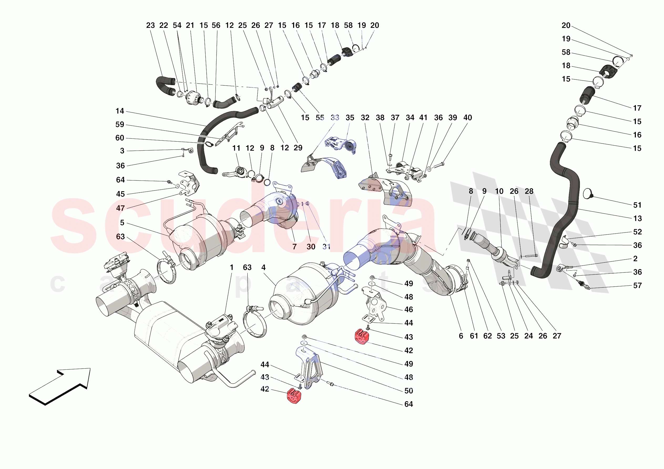 EXHAUST SYSTEM - FRONT SECTION of Ferrari Ferrari SF90 Stradale Europe RH