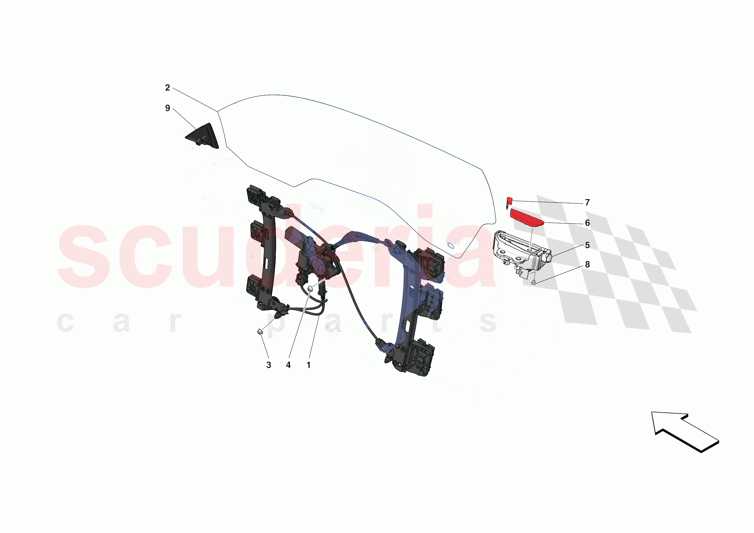 DOORS - WINDOW AND WINDOW LIFTER of Ferrari Ferrari SF90 Stradale Europe RH