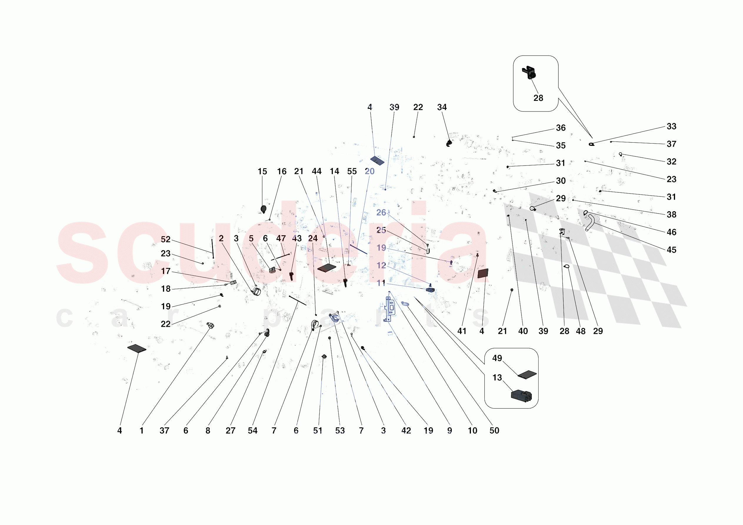 VARIOUS FASTENINGS FOR THE ELECTRICAL SYSTEM of Ferrari Ferrari SF90 Stradale Europe RH