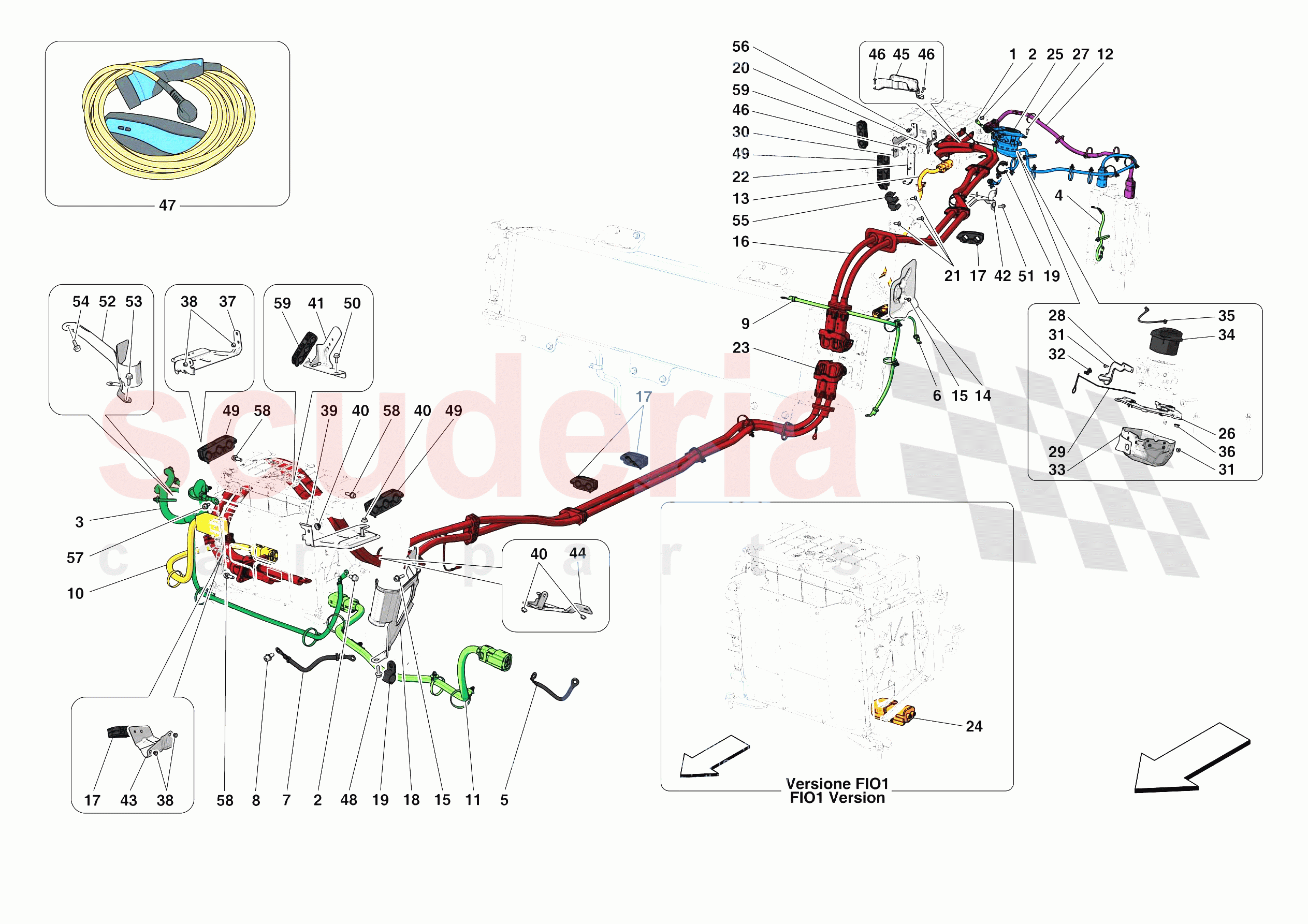 HIGH VOLTAGE WIRING HARNESSES of Ferrari Ferrari SF90 Stradale USA
