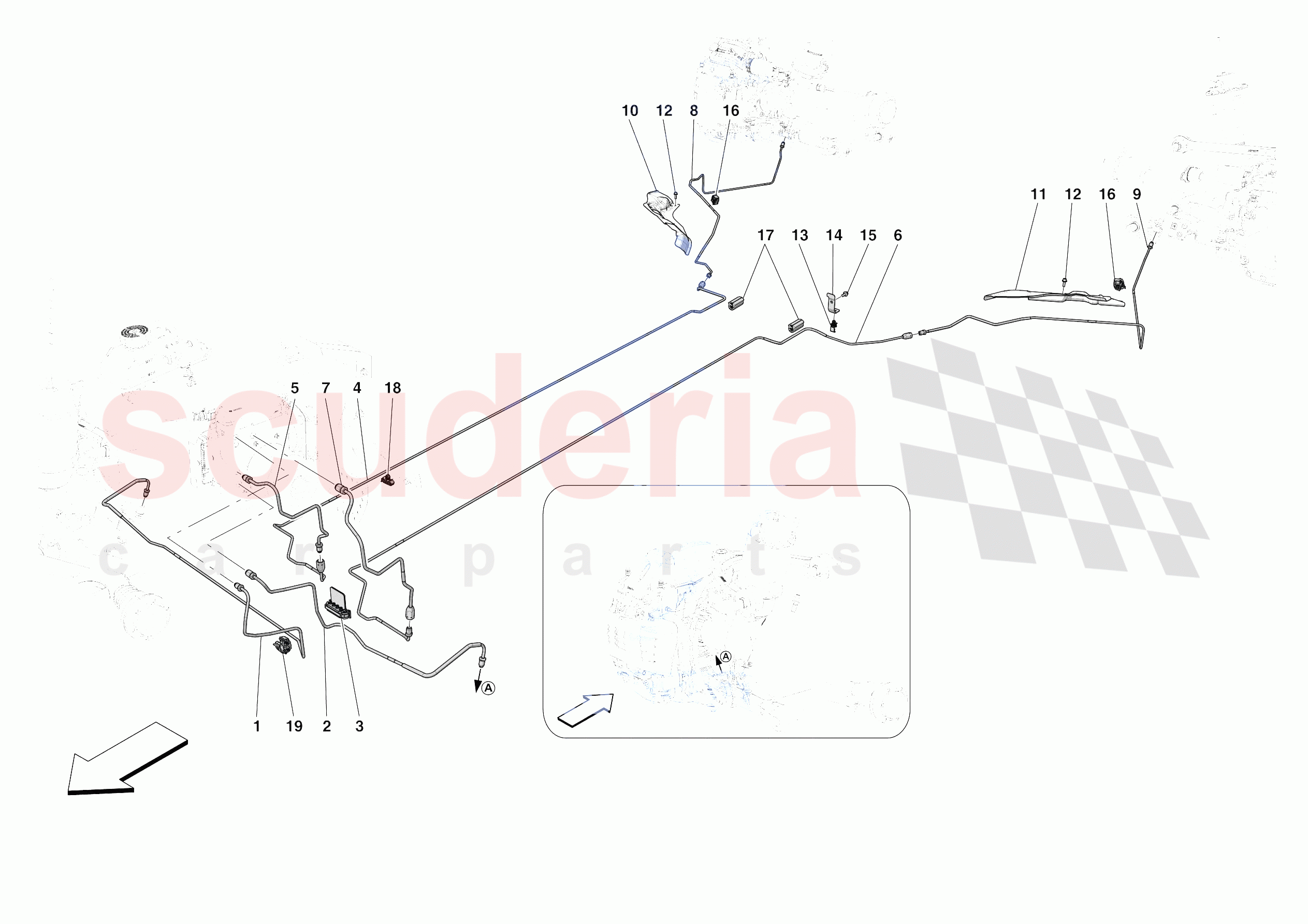 HYDRAULIC BRAKE CONTROL PIPES -NOT FOR RHD- of Ferrari Ferrari SF90 XX Spider Europe