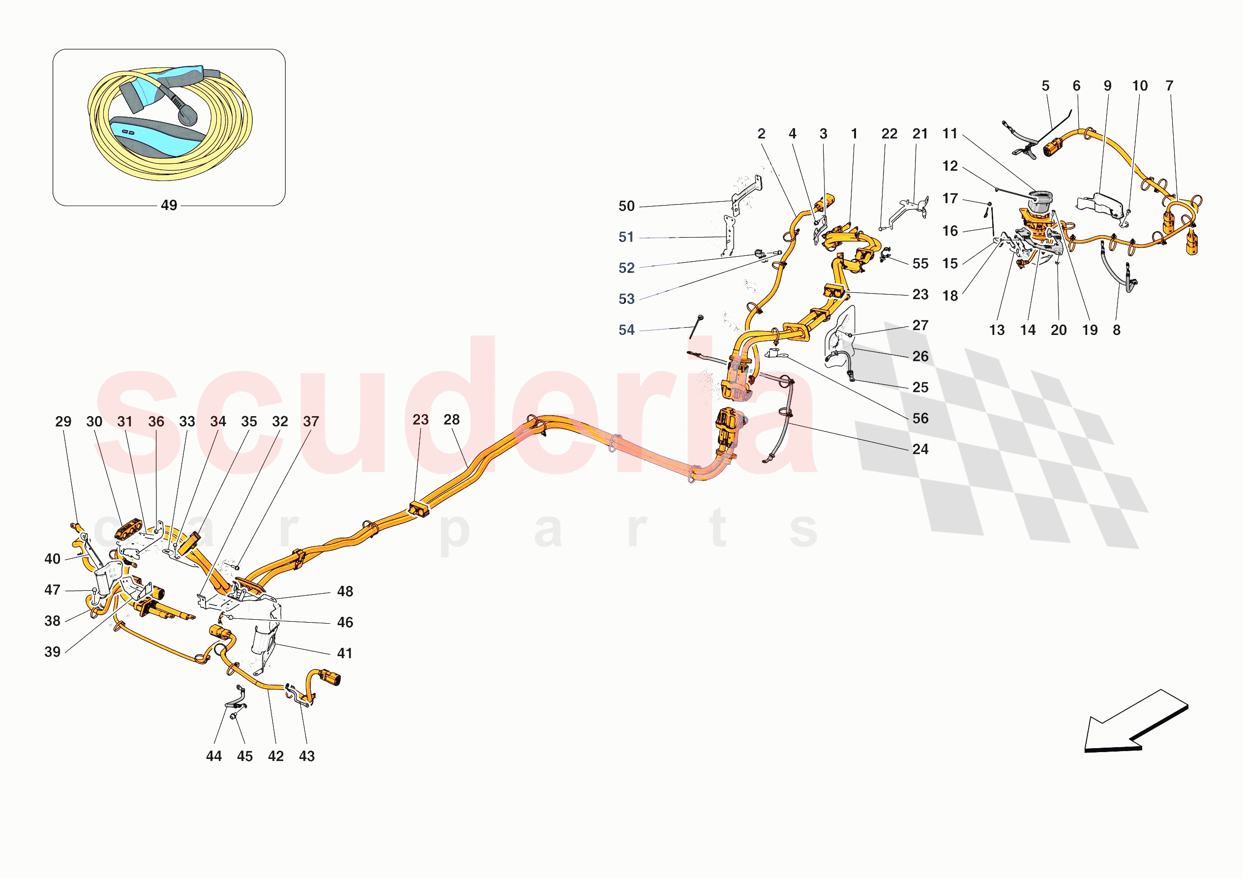 HIGH VOLTAGE WIRING HARNESSES of Ferrari Ferrari SF90 XX Spider Europe