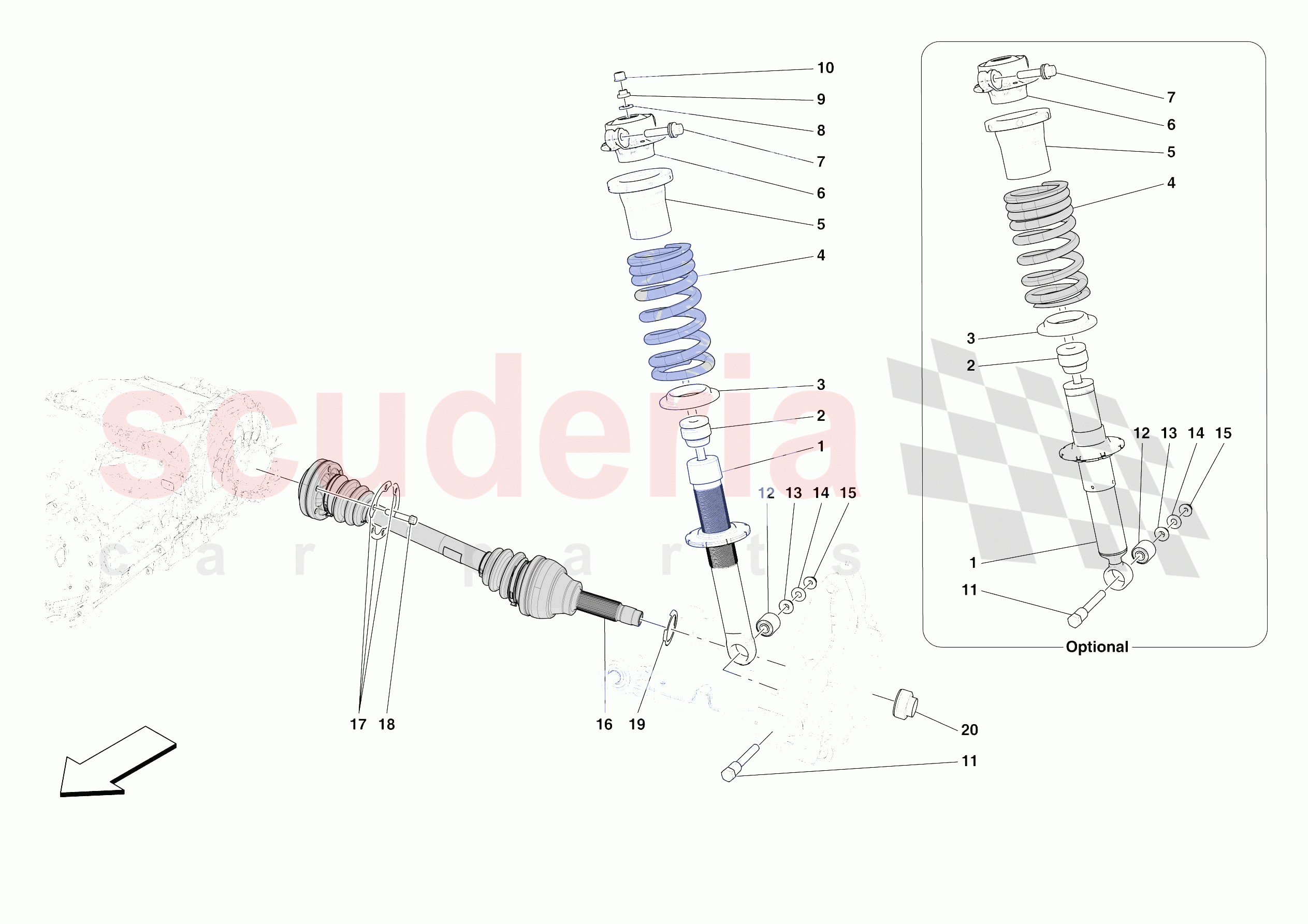 REAR SUSPENSION - SHOCK ABSORBERS of Ferrari Ferrari SF90 XX Spider Europe RH