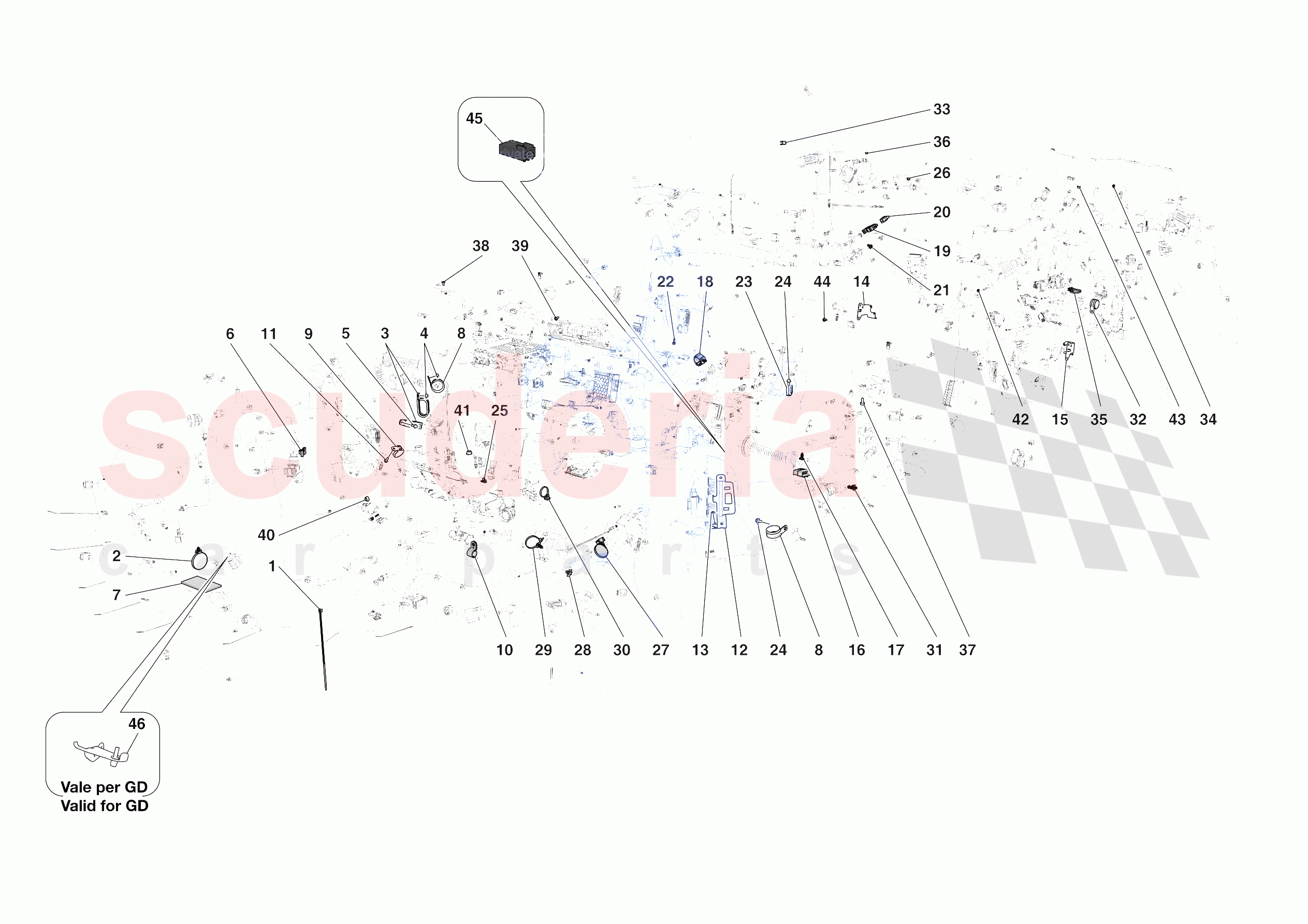 VARIOUS FASTENINGS FOR THE ELECTRICAL SYSTEM of Ferrari Ferrari SF90 XX Spider USA