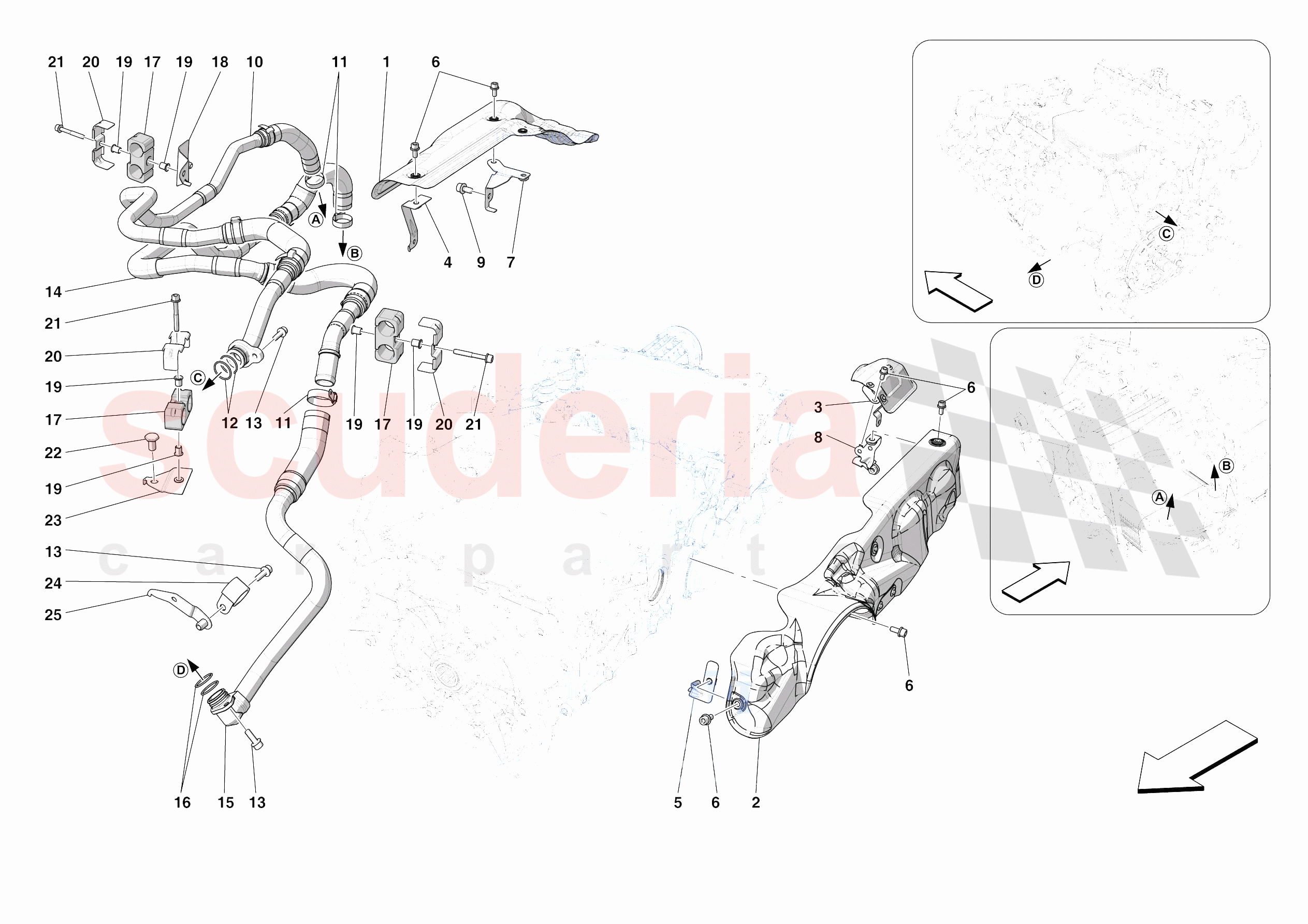 GEARBOX OIL HEAT EXCHANGER AND PIPES - HEAT EXCHANGER AND REAR PIPES of Ferrari Ferrari SF90 XX Stradale Europe