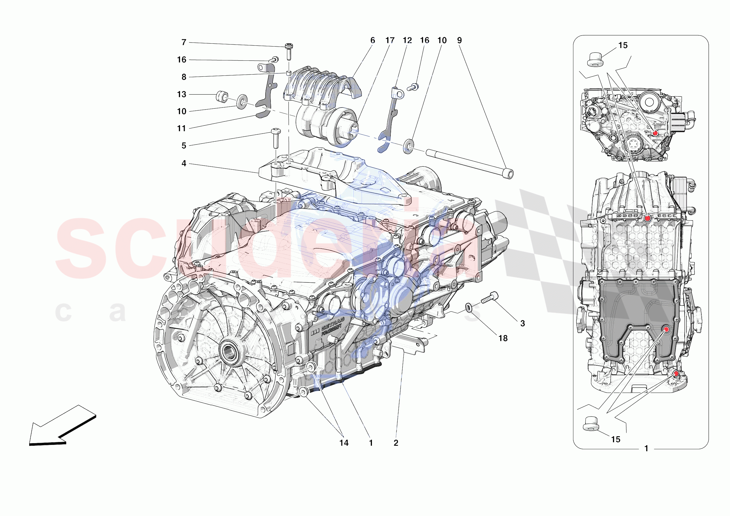 GEARBOX AND FASTENERS of Ferrari Ferrari SF90 XX Stradale Europe RH