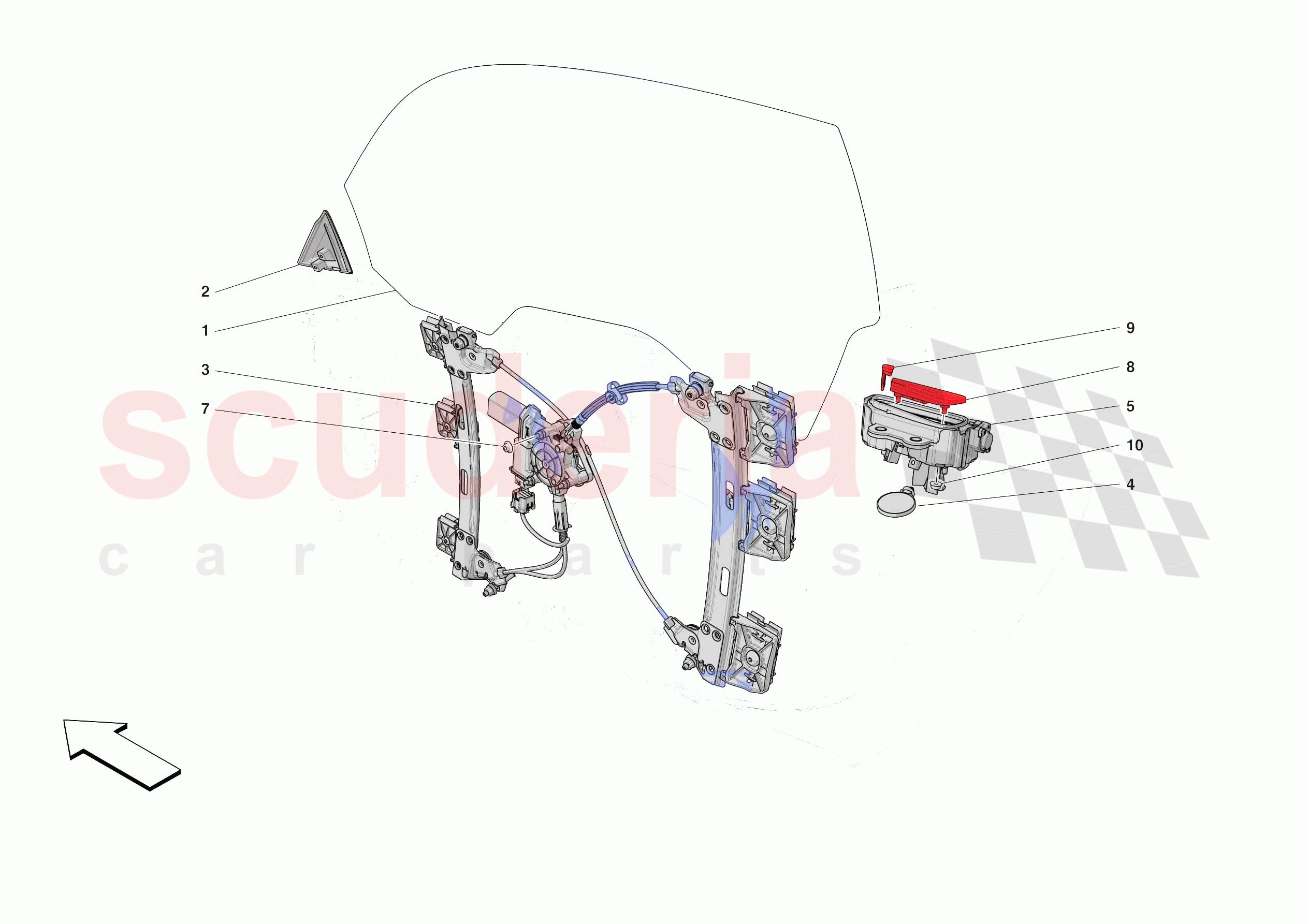 DOORS - WINDOW AND WINDOW LIFTER of Ferrari Ferrari SF90 XX Stradale Europe RH