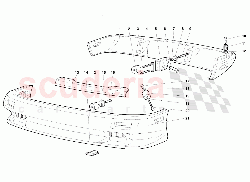 Bumpers (Valid for Australia - R.H.D. Version - April 1994) of Lamborghini Lamborghini Diablo VT (1993-1998)