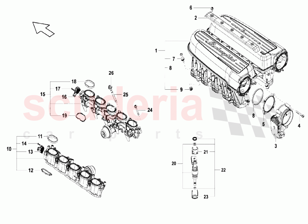 Intake Manifold of Lamborghini Lamborghini Gallardo LP550 Coupe