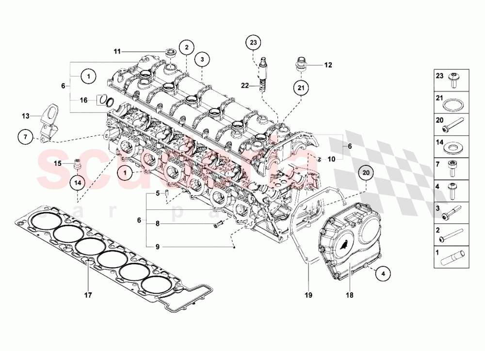 Left Cylinder Head And Cover of Lamborghini Lamborghini Aventador LP700 Coupe