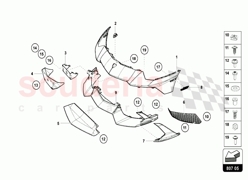 FRONT BUMPERS of Lamborghini Lamborghini Aventador LP720 Coupe