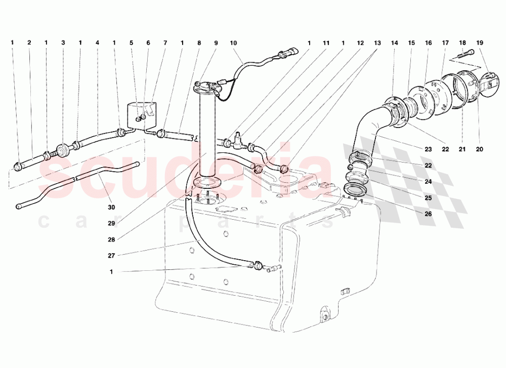 Fuel System 3 of Lamborghini Lamborghini Diablo SE30 (1993-1995)