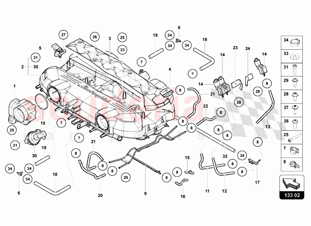 INTAKE MANIFOLD 1 of Lamborghini Lamborghini Aventador LP700 Roadster