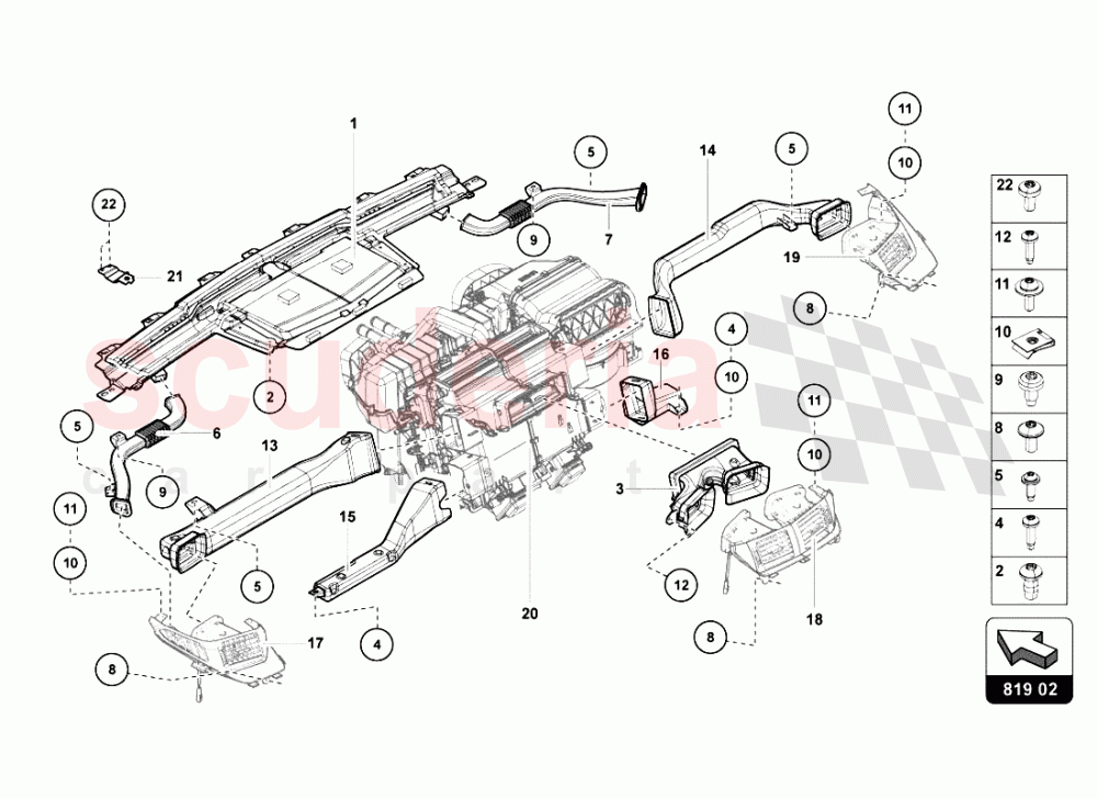 DASHBOARD AIR PIPE of Lamborghini Lamborghini Aventador LP700 Roadster